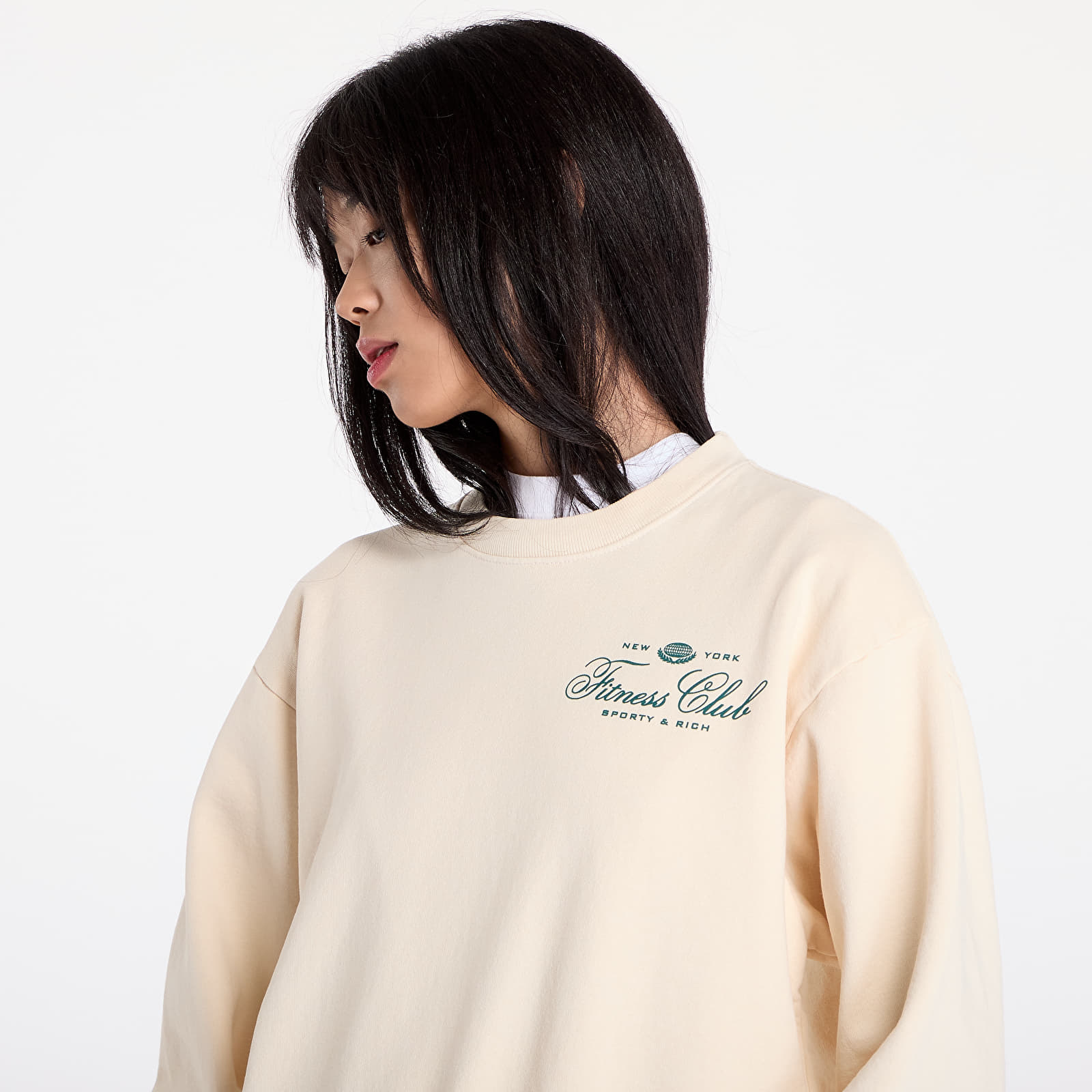 Kapucnis pulóverek és pulcsik Sporty & Rich Fitness World Crewneck UNISEX Cream/ Alpine
