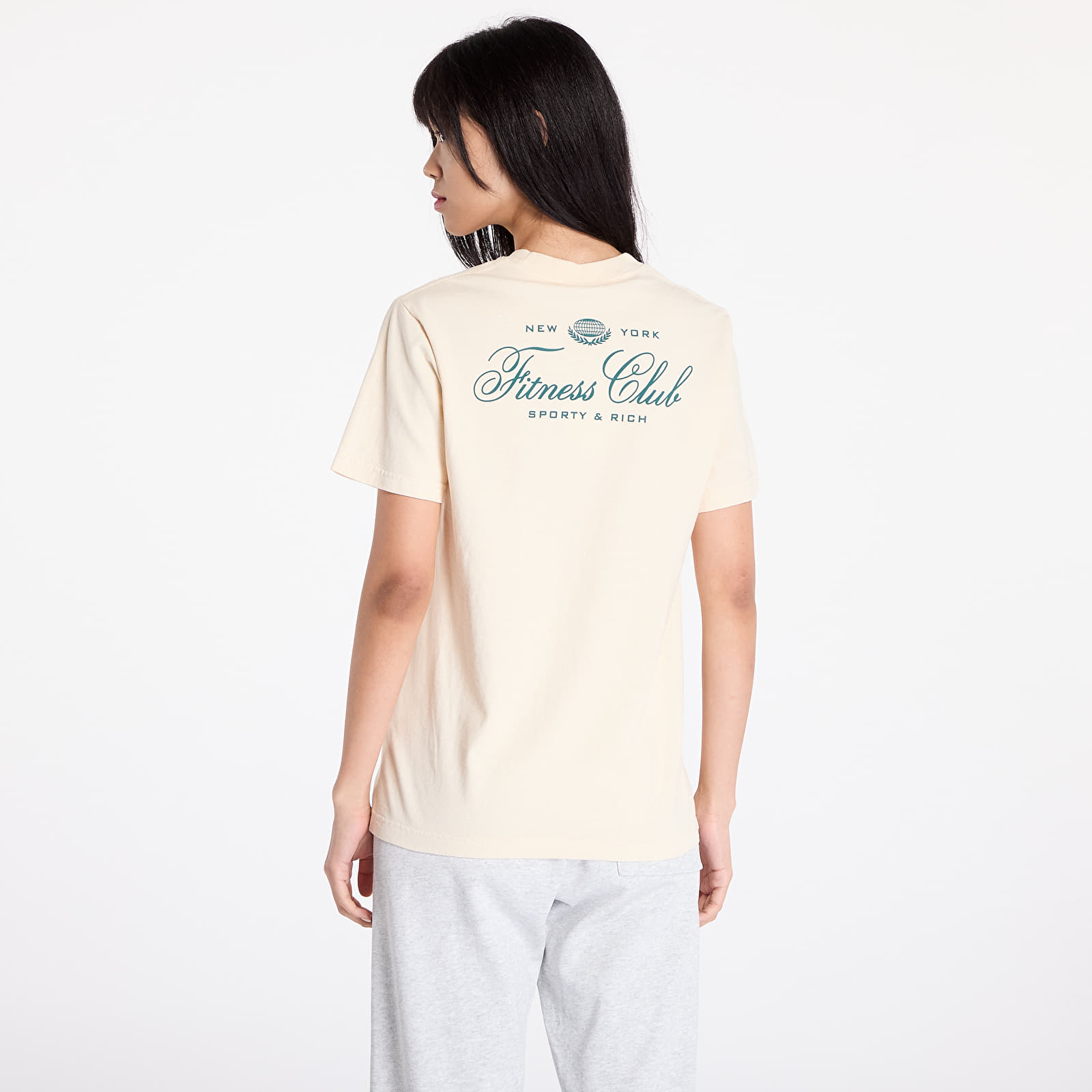 Trička Sporty & Rich Fitness World T-Shirt UNISEX Cream/ Alpine