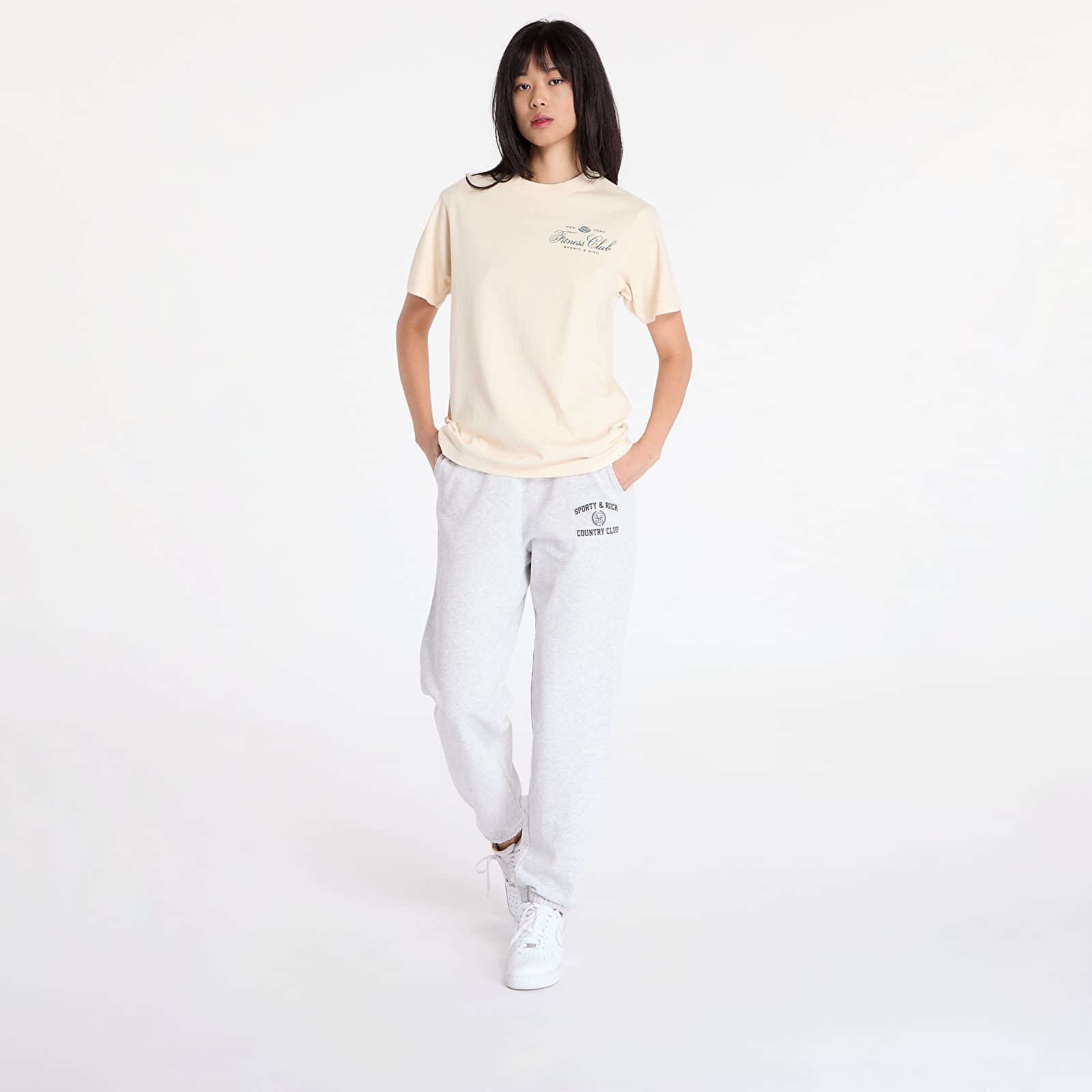 Trička Sporty & Rich Fitness World T-Shirt UNISEX Cream/ Alpine