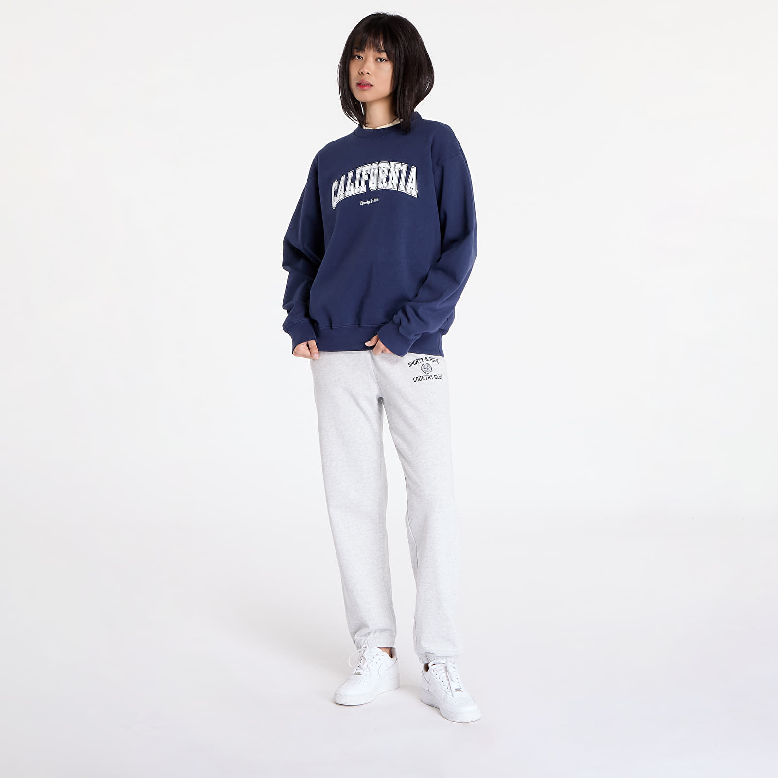 Men's hoodies Sporty & Rich California Crewneck UNISEX Navy/ White
