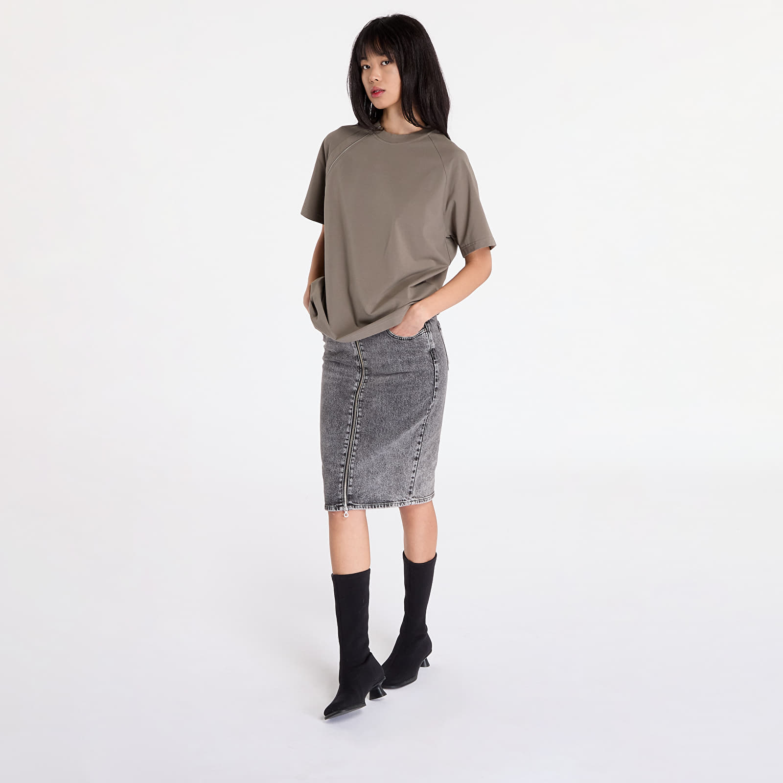 T-Shirts HELIOT EMIL Sequence Zip T-Shirt UNISEX Dusty Green