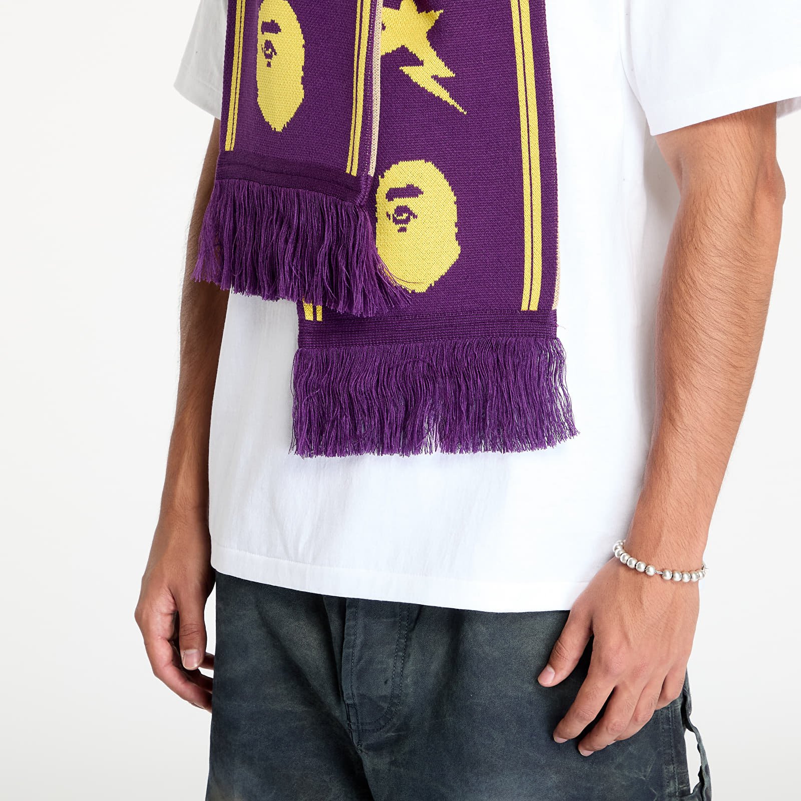 Schals A BATHING APE Jacquard Bape Logo Long Scarf M Purple
