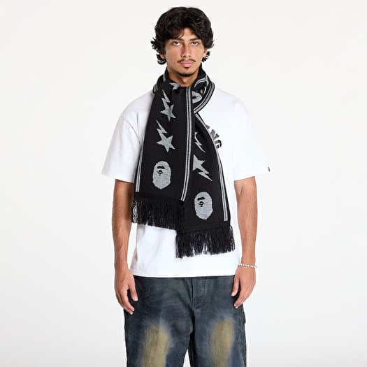 Schal A BATHING APE Jacquard Bape Logo Long Scarf M Black