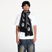 A BATHING APE Jacquard Bape Logo Long Scarf M Black