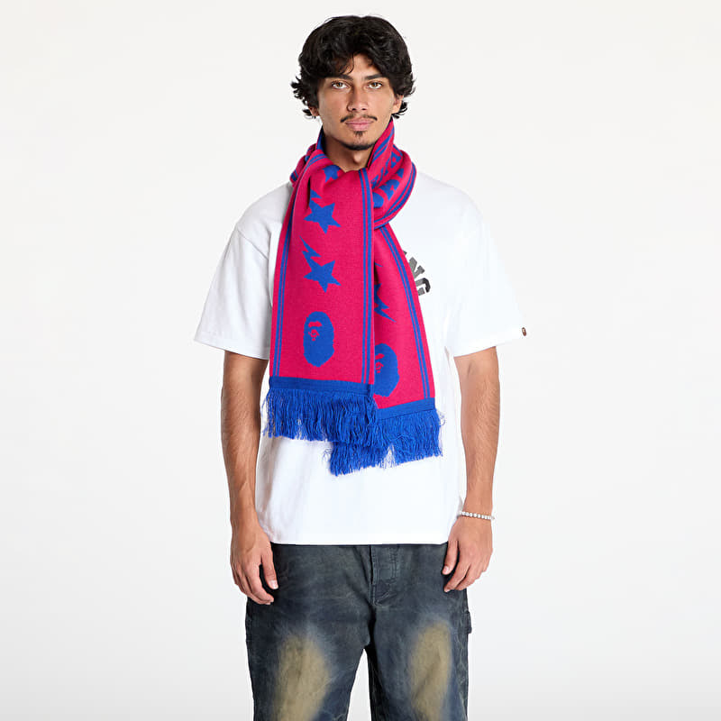A BATHING APE Jacquard Bape Logo Long Scarf M Pink