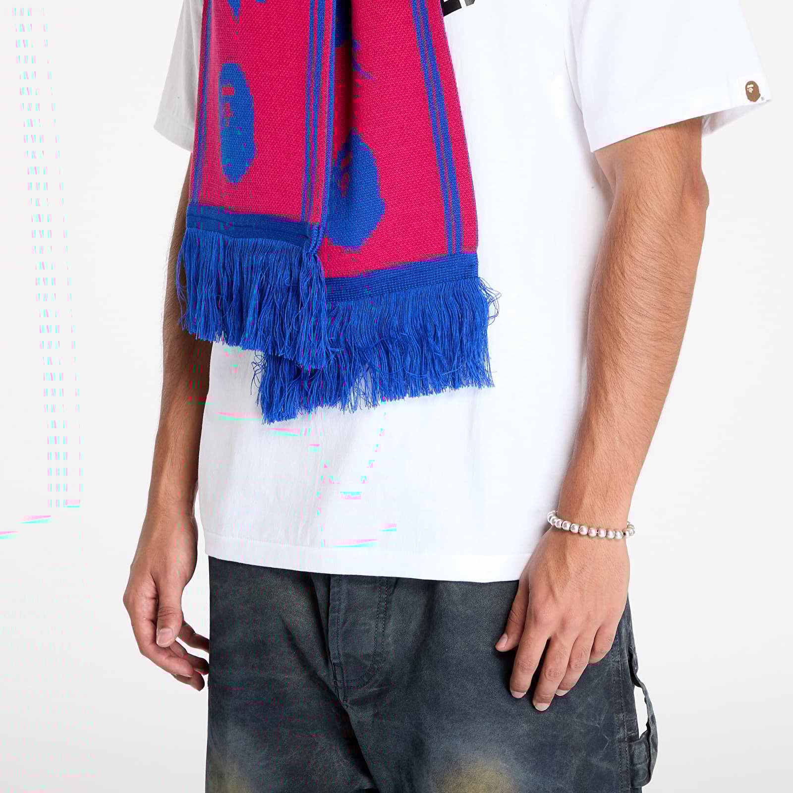 Schals A BATHING APE Jacquard Bape Logo Long Scarf M Pink