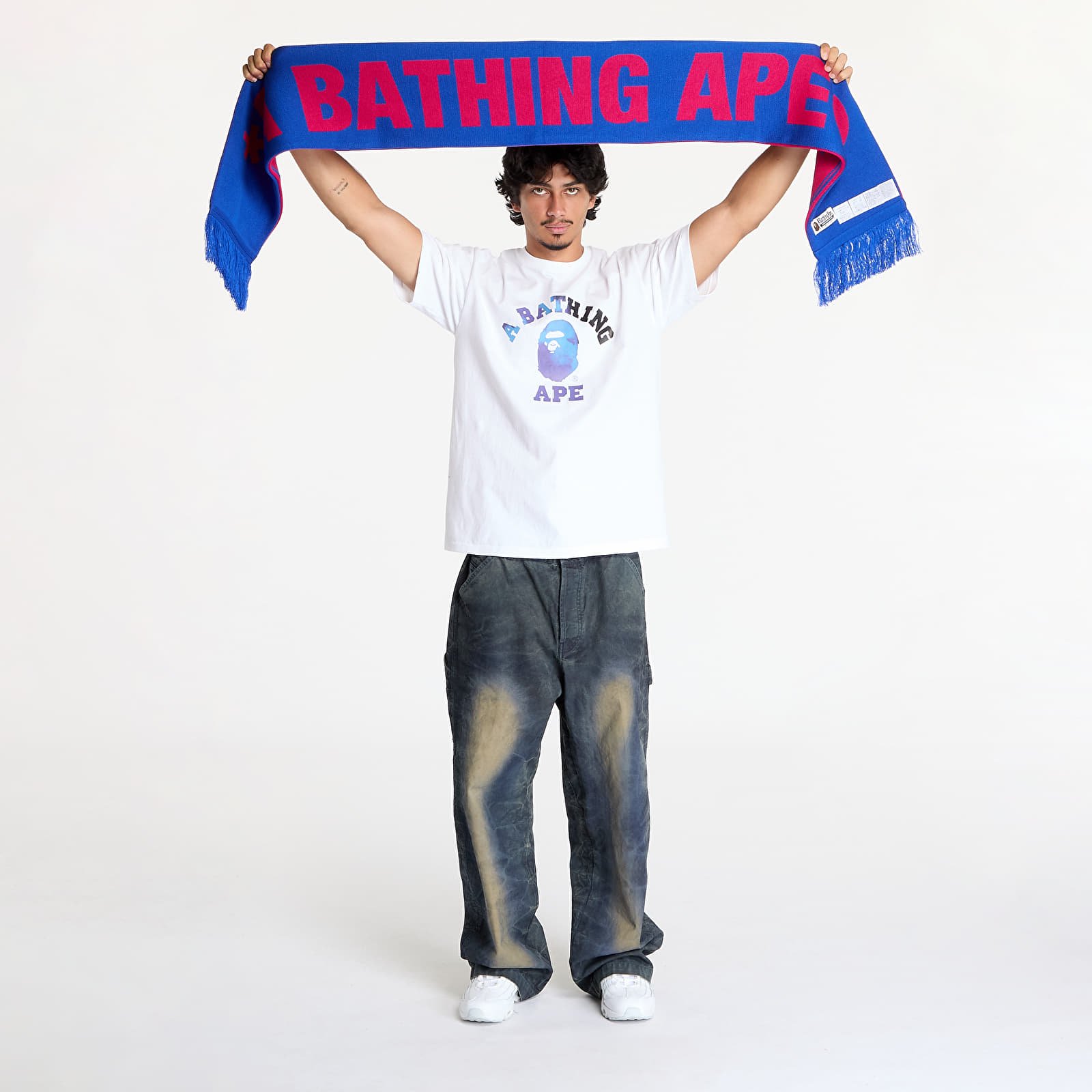 Schals A BATHING APE Jacquard Bape Logo Long Scarf M Pink