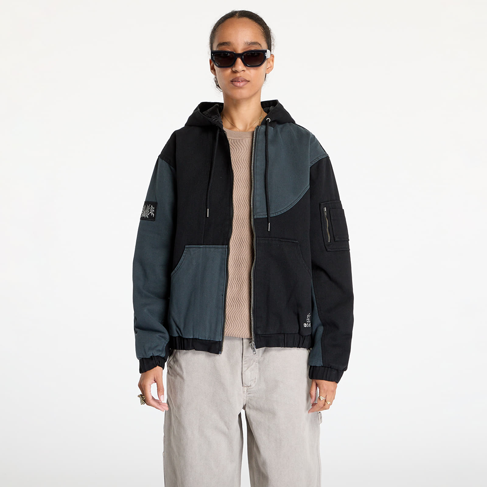 Kurtki DIME Panel Denim Hooded Bomber UNISEX Charcoal