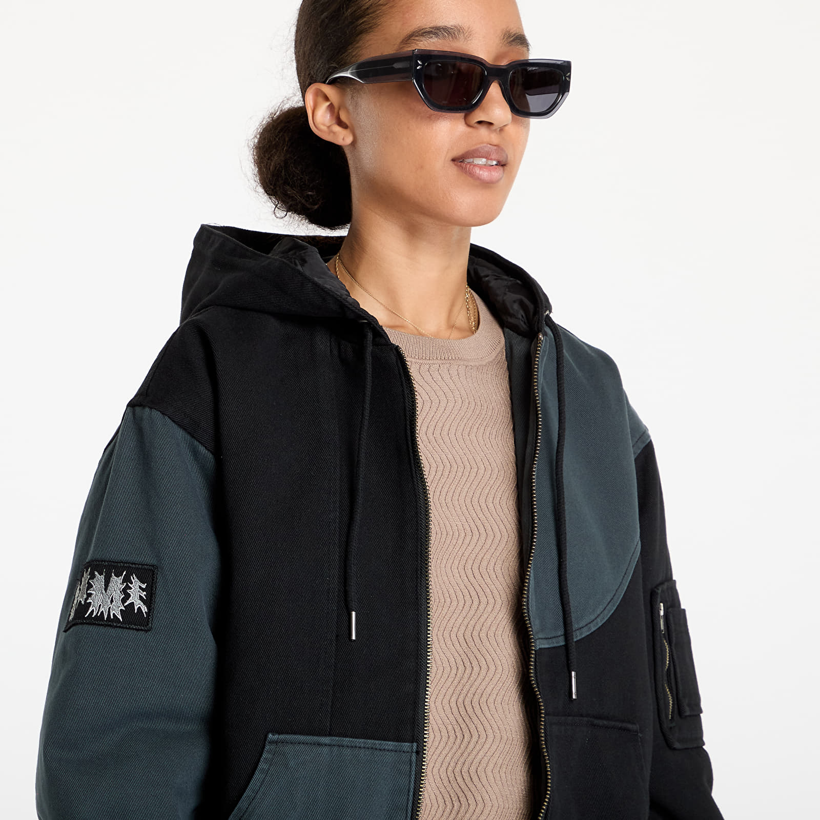 Kurtki DIME Panel Denim Hooded Bomber UNISEX Charcoal