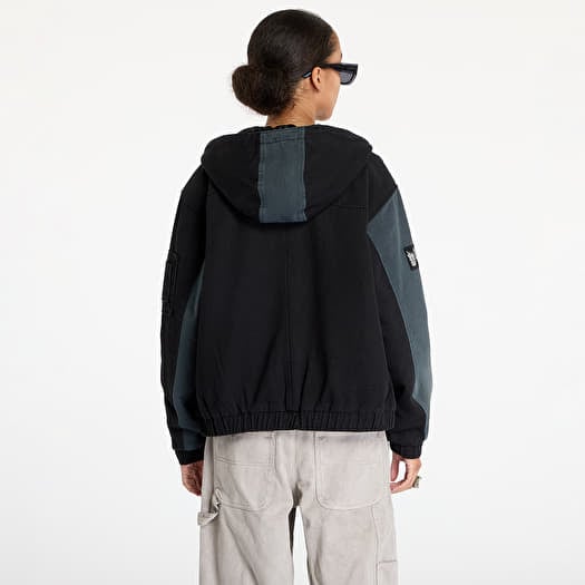 【Dime】PANEL DENIM HOODED BOMBER Dime Panel Denim Hooded Bomber Jacket - Charcoal | Flatspot