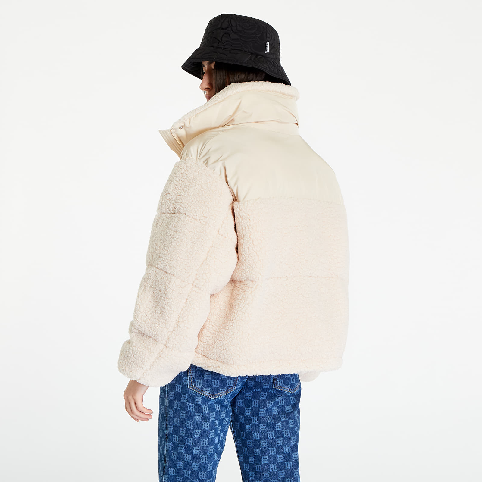 Naisten takit Sixth June Nylon & Borg Puffer Jacket Beig