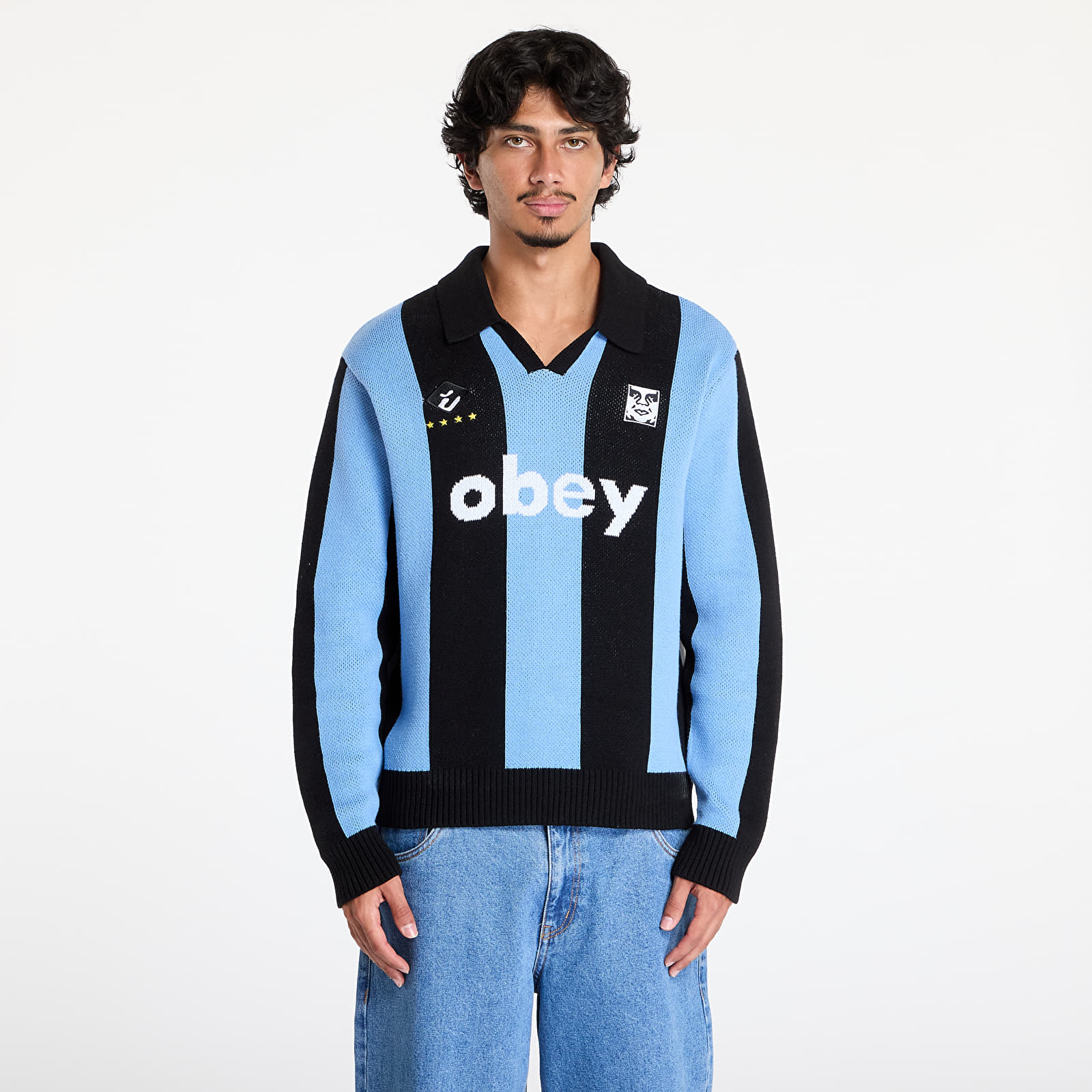 Pullover OBEY Soccer Jersey Sweater Light Blue Multi