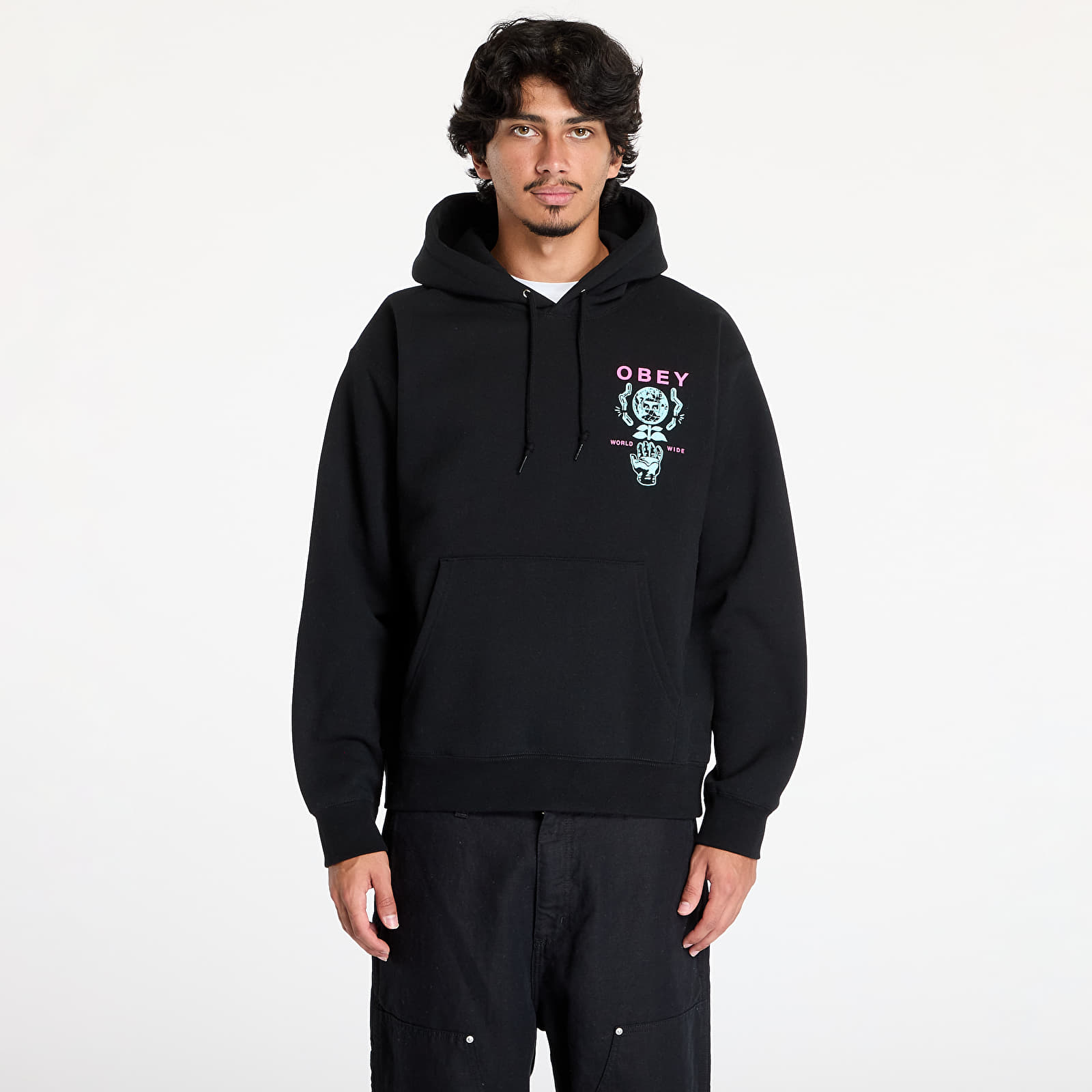 Hoodies für Männer OBEY Helping Hand Hoodie Black
