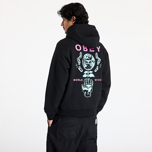 Sweats à capuche homme OBEY Helping Hand Hoodie Black Footshop