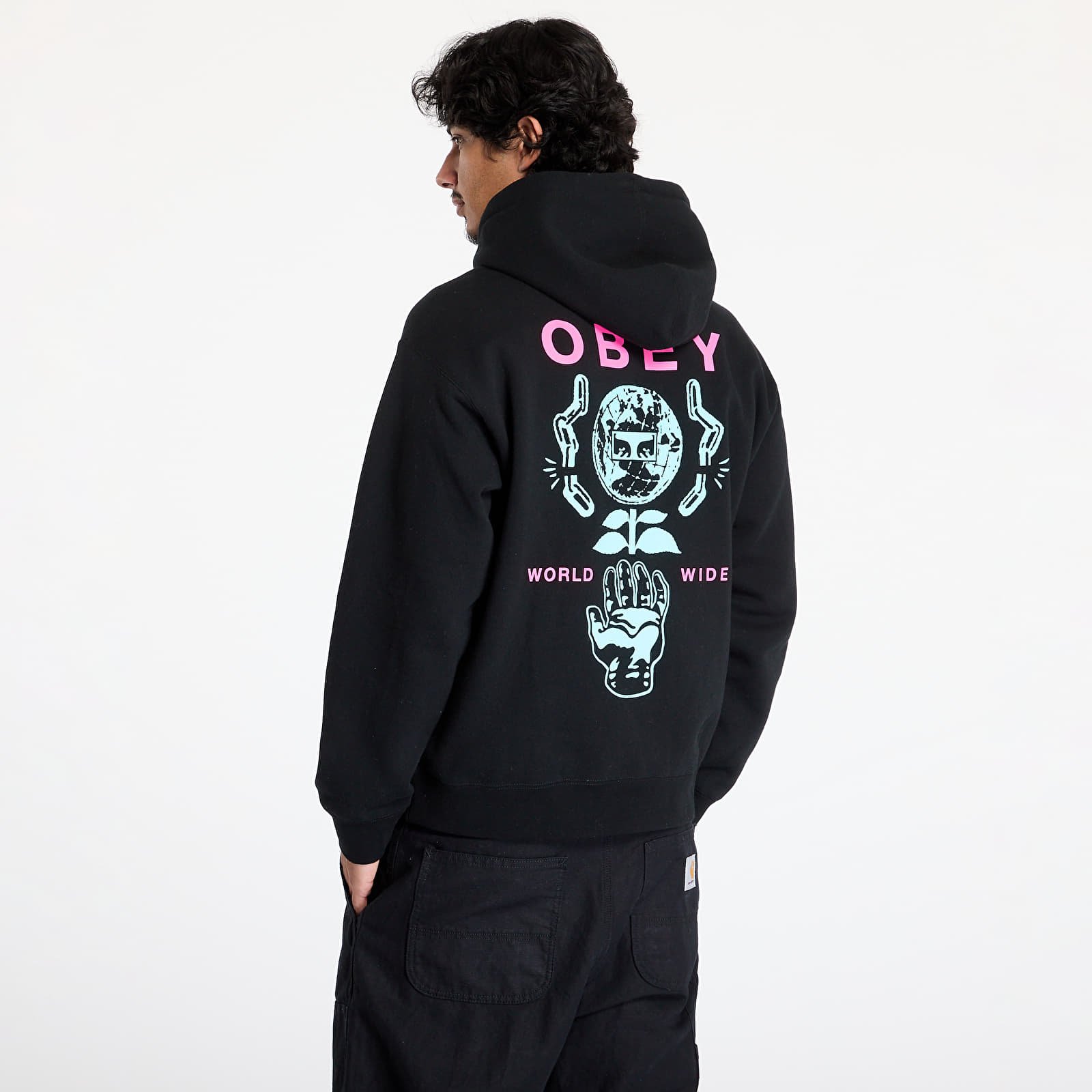 Hoodies für Männer OBEY Helping Hand Hoodie Black