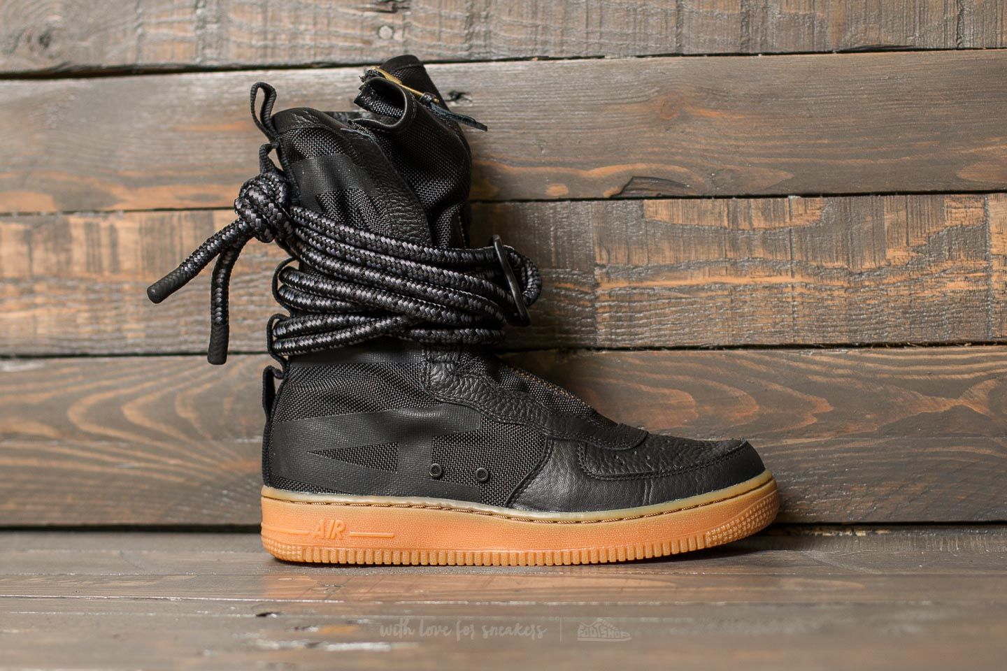 Sf air force 1 hi boot black gum best sale