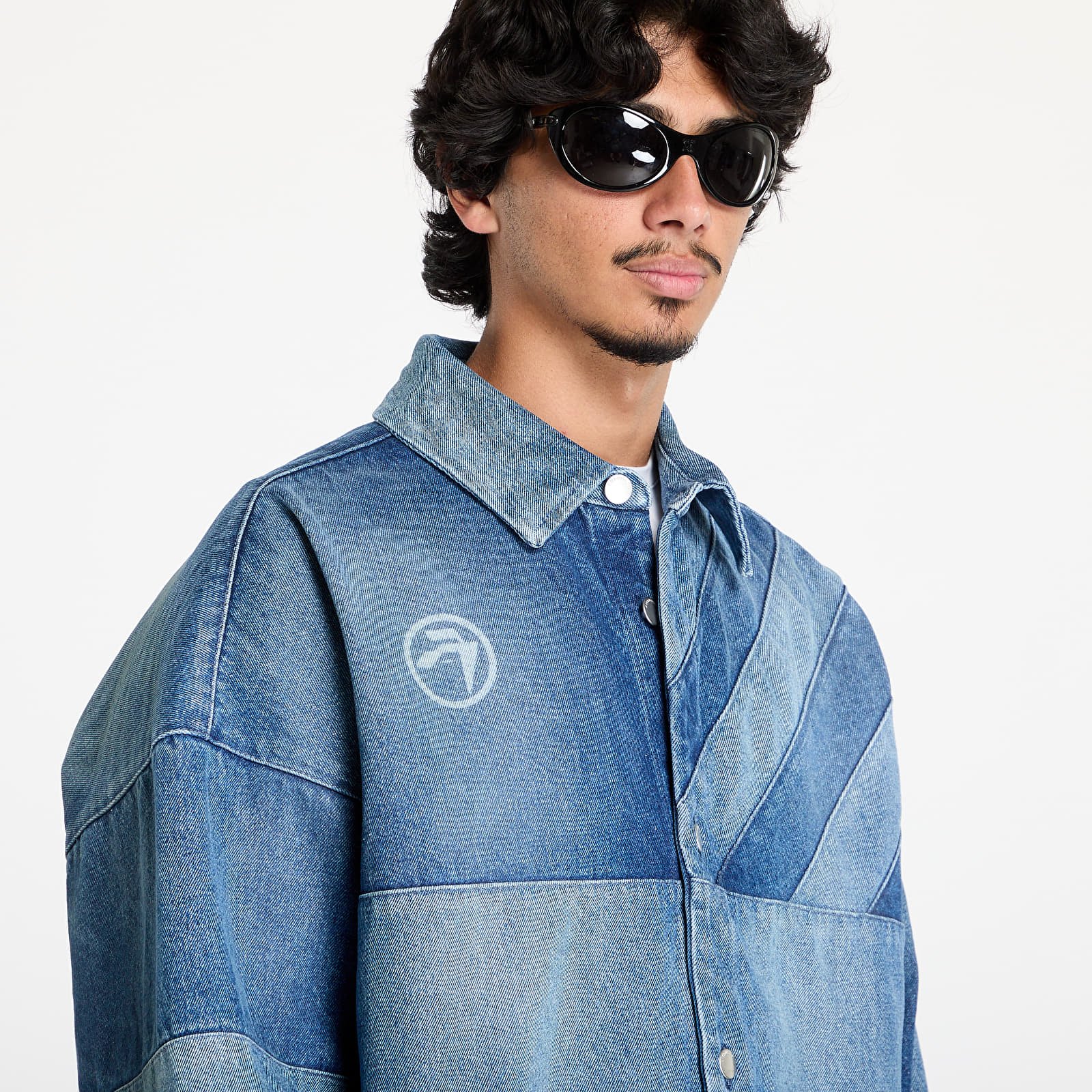 Koszule Ambush Patchwork Denim Shirt Vintage Blue/ No Color