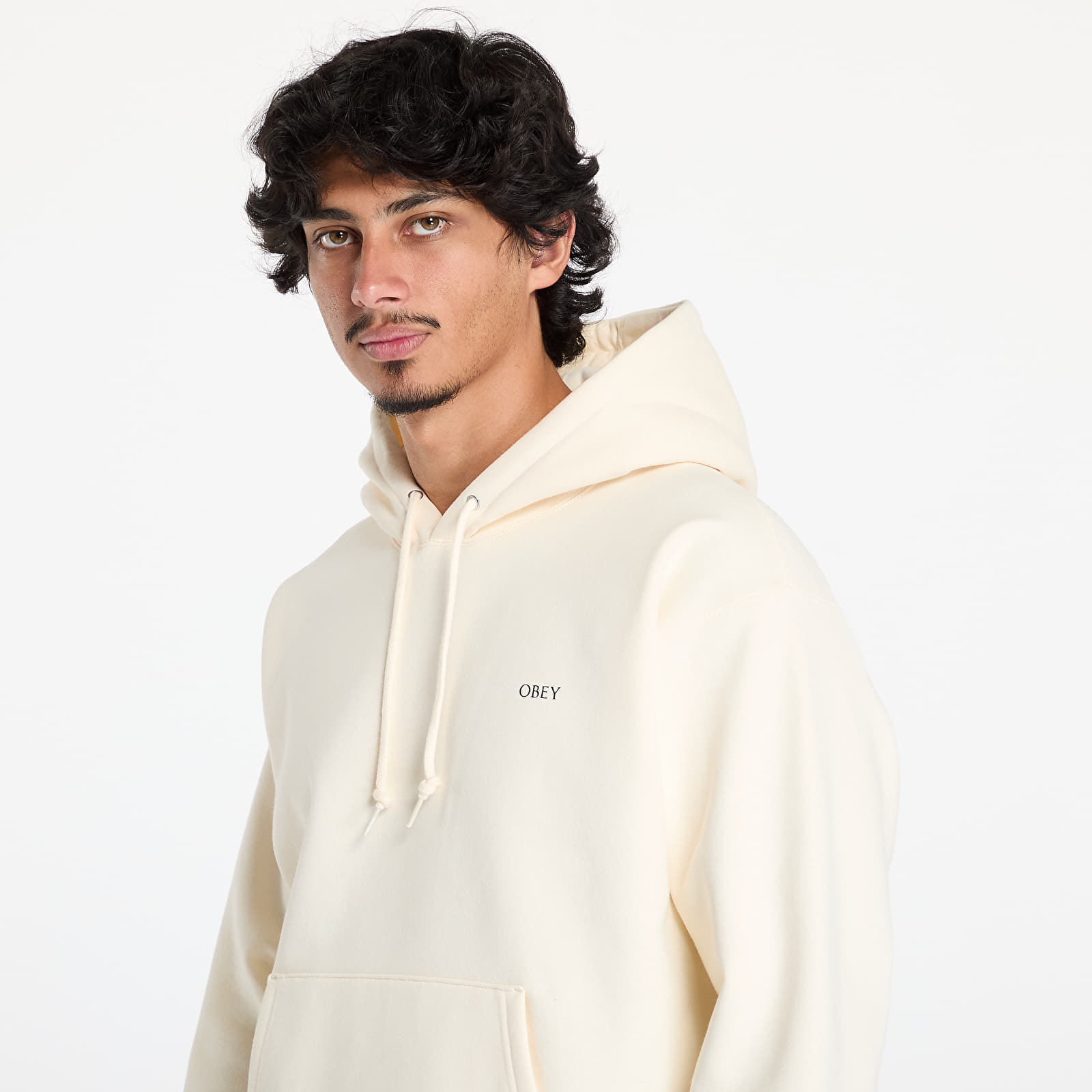 Casacos com capuz para homem OBEY Geometric Power Canvas Hoodie Unbleached