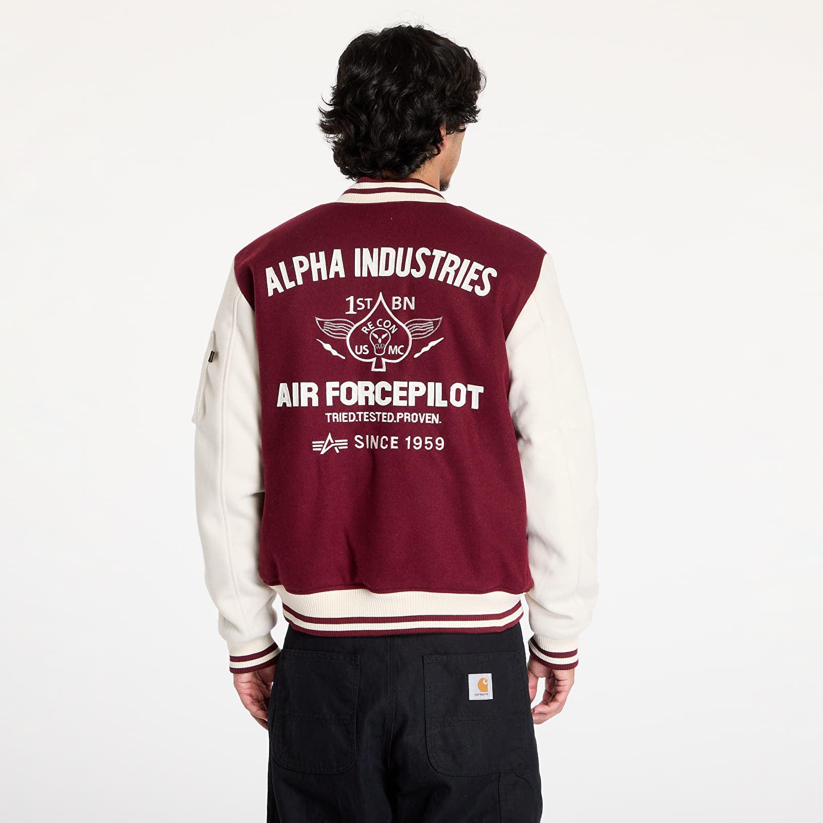 Vestes pour hommes Alpha Industries Varsity Air Force Jacket Burgundy