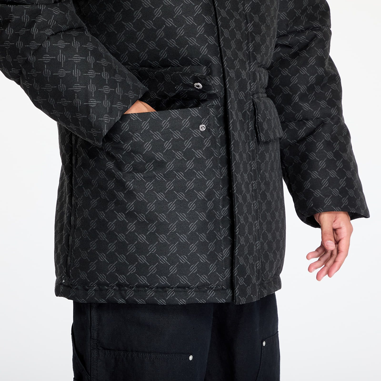Kurtki męskie Daily Paper Oba Cotton Monogram Puffer Black