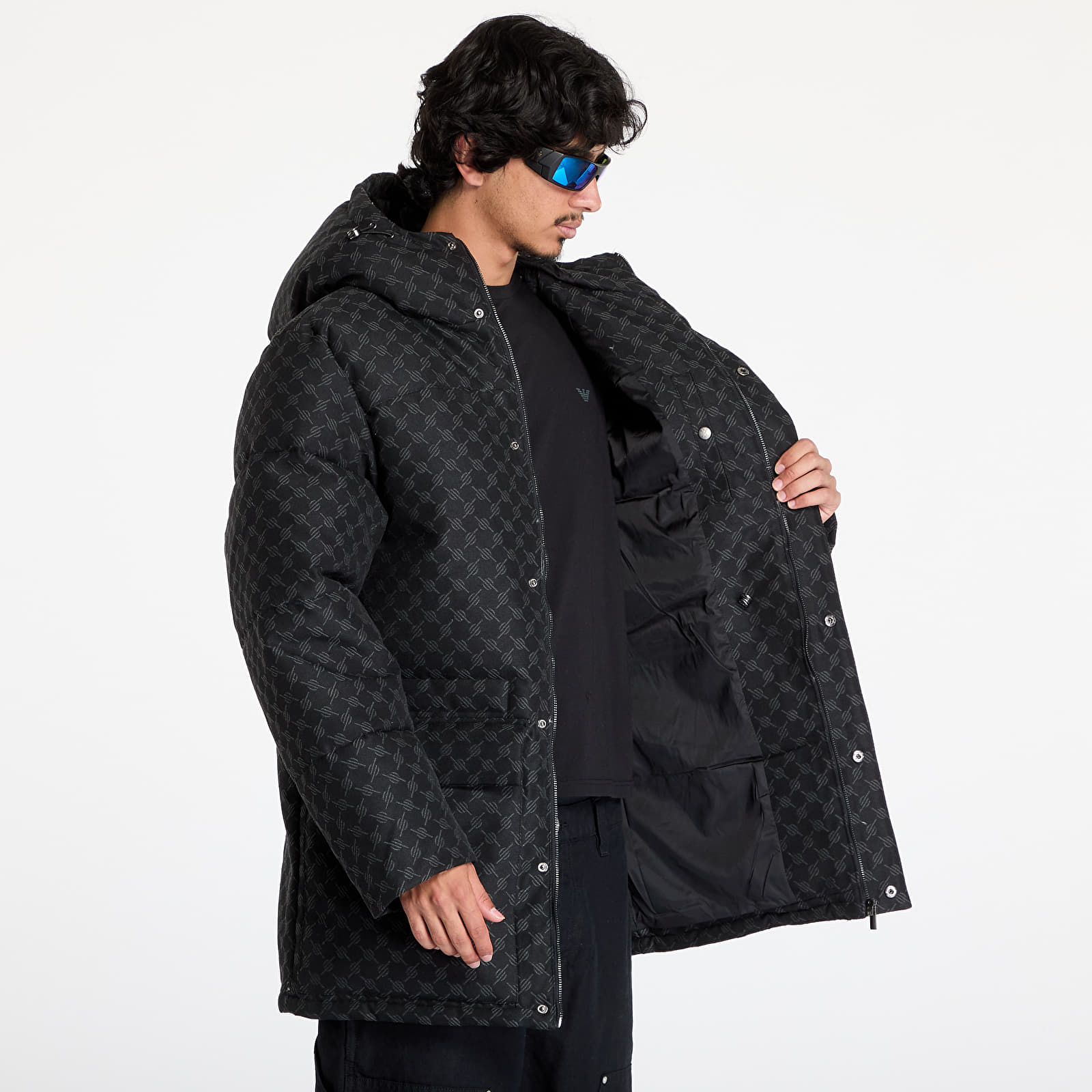 Jachete pentru bărbați Daily Paper Oba Cotton Monogram Puffer Black