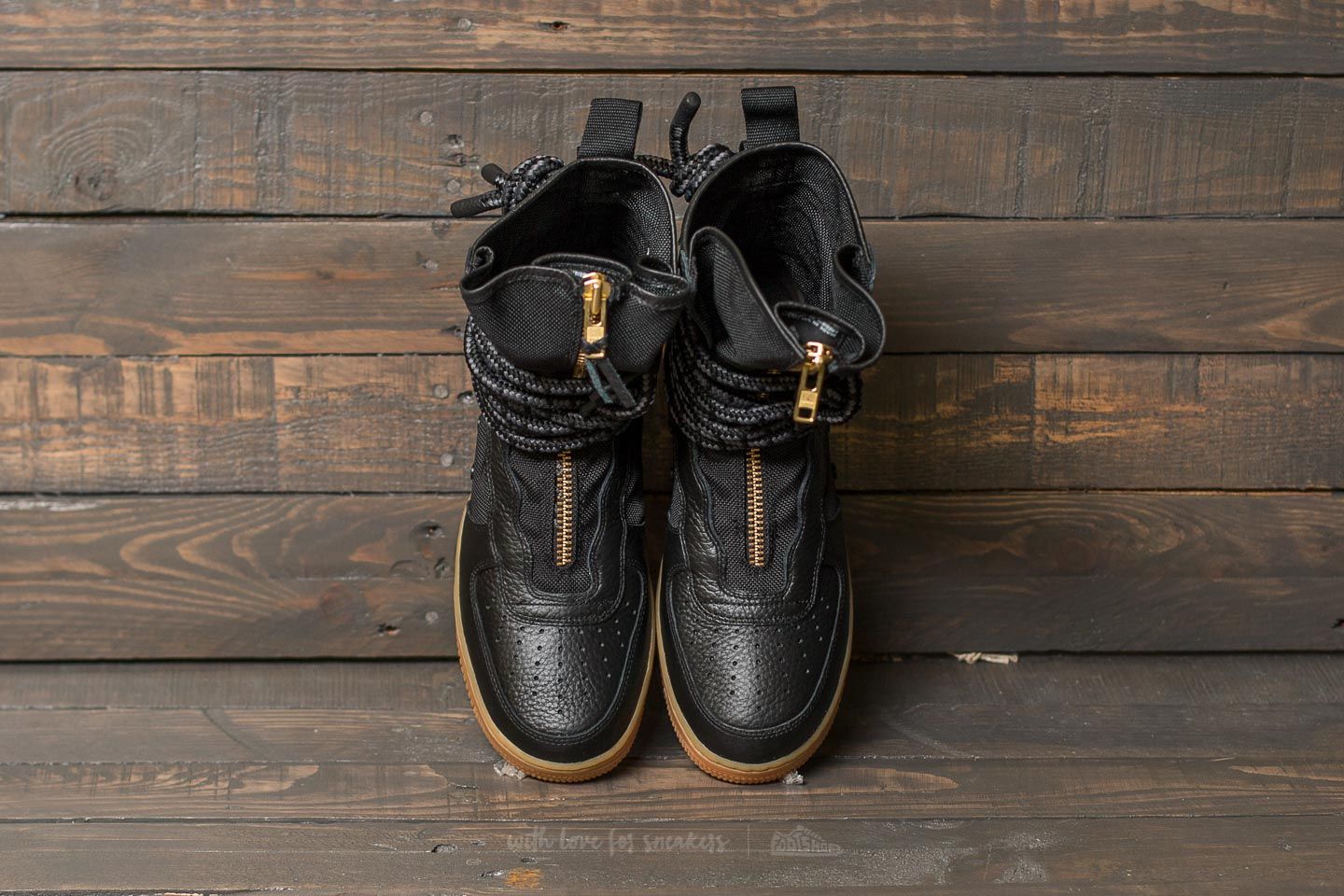 Herren Sneaker und Schuhe Nike SF Air Force 1 Hi Black/ Black-Gum Med Brown