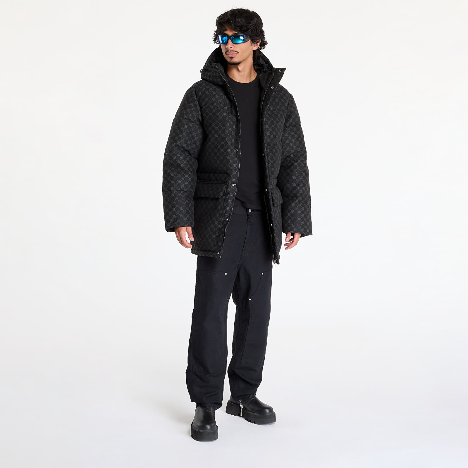 Kurtki męskie Daily Paper Oba Cotton Monogram Puffer Black