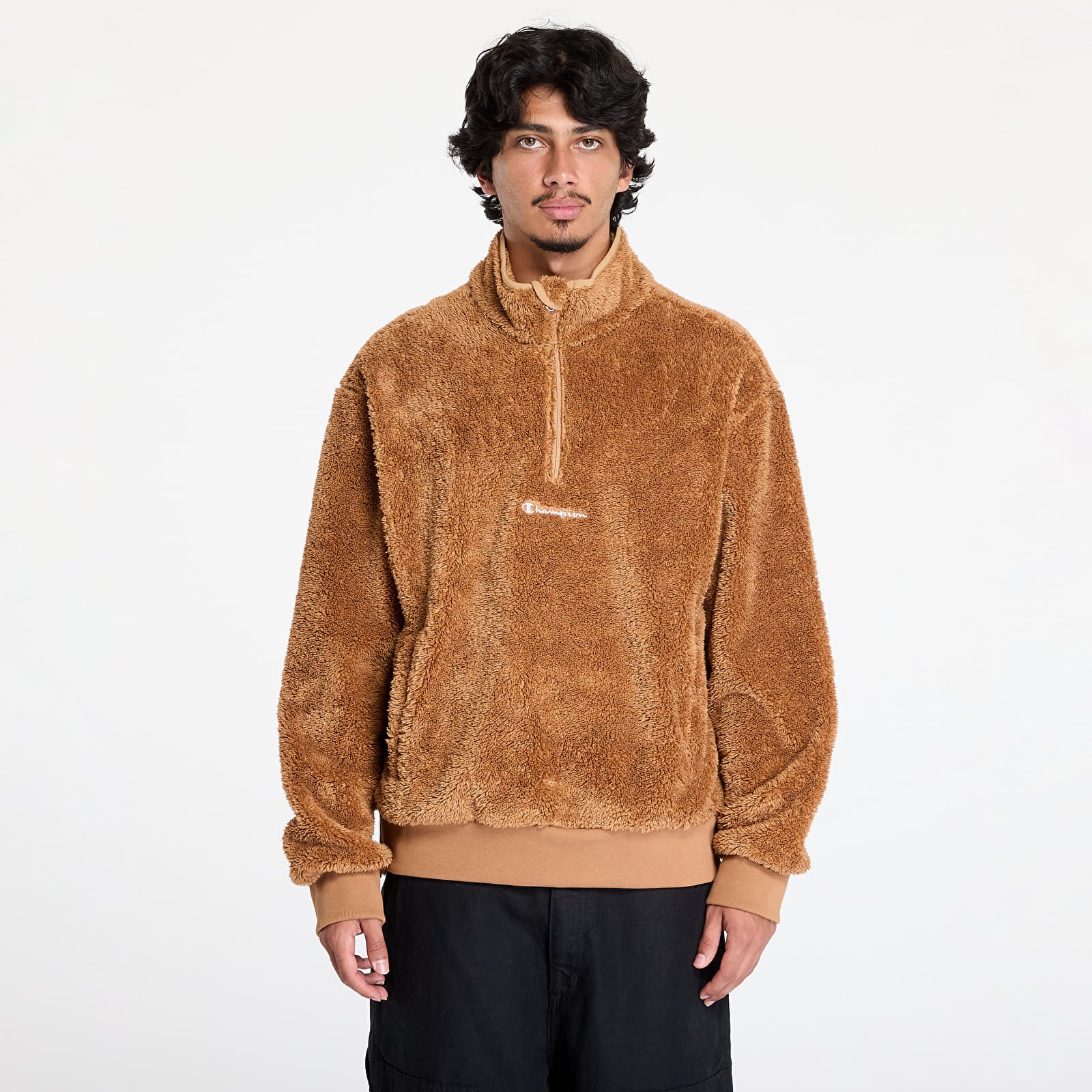 Vyriški džemperiai su gobtuvais Champion Half Zip Top Brown