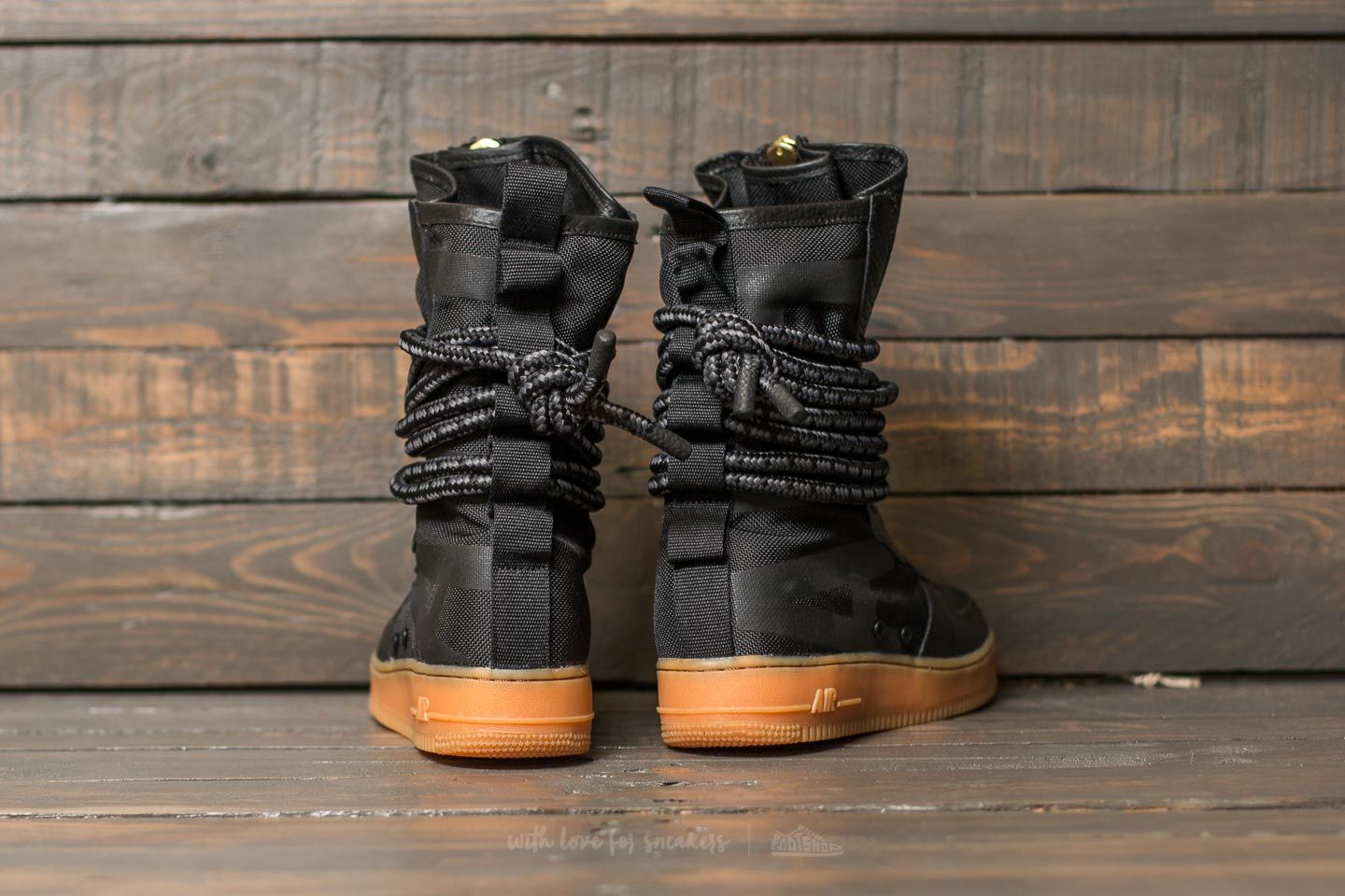 Herren Sneaker und Schuhe Nike SF Air Force 1 Hi Black/ Black-Gum Med Brown
