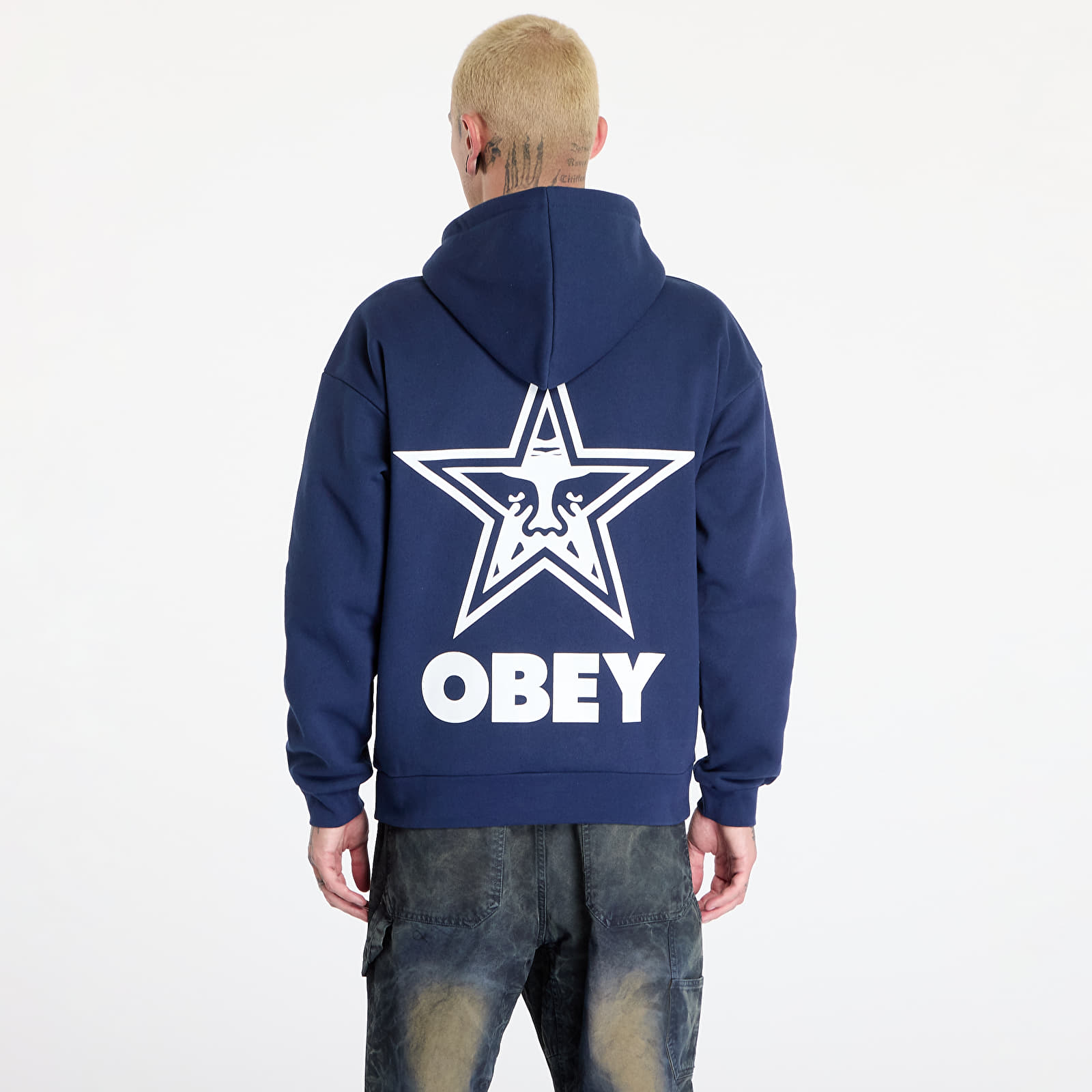 Hoodies für Männer OBEY Bold Star Extra Heavy Hoodie Academy Navy