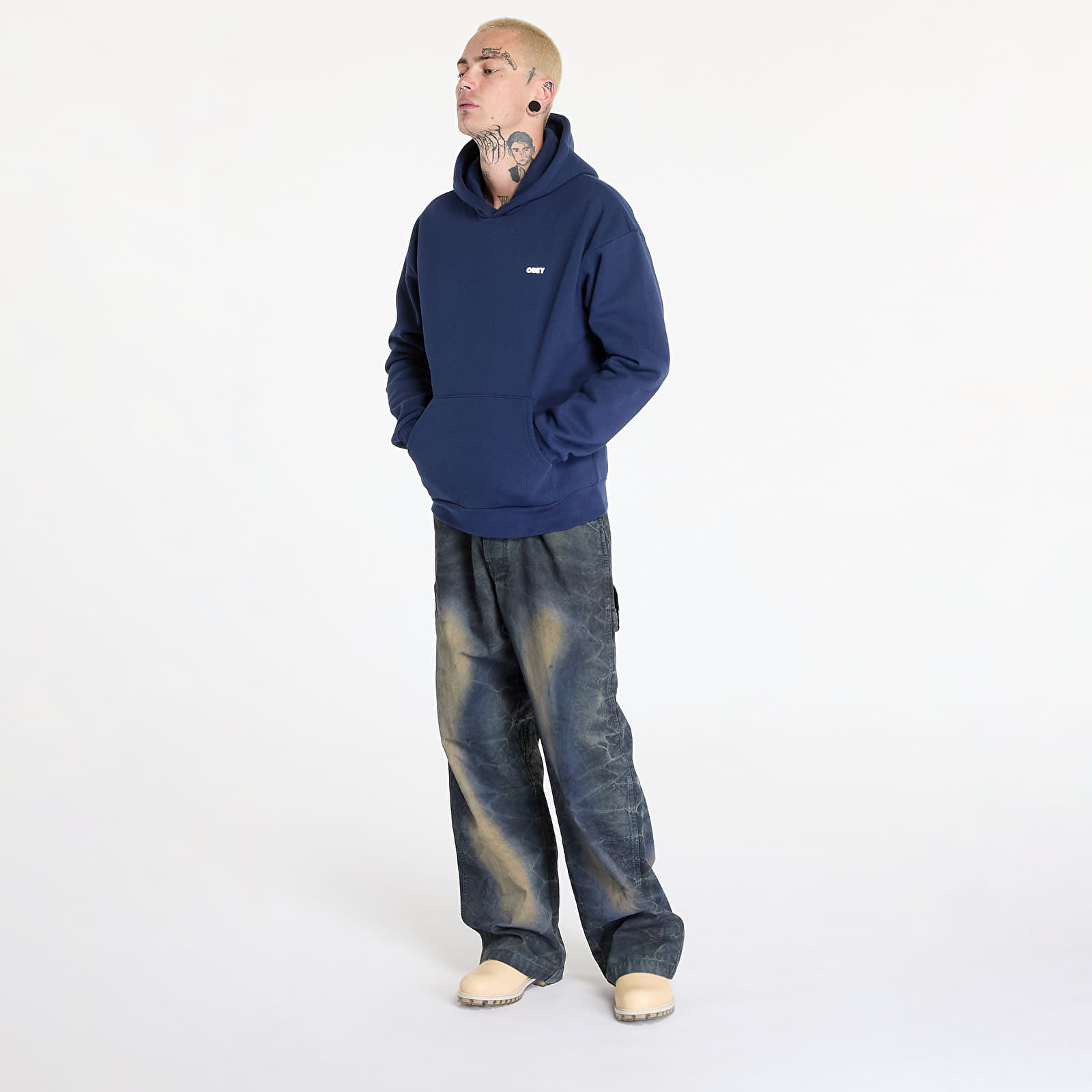 Hoodies für Männer OBEY Bold Star Extra Heavy Hoodie Academy Navy