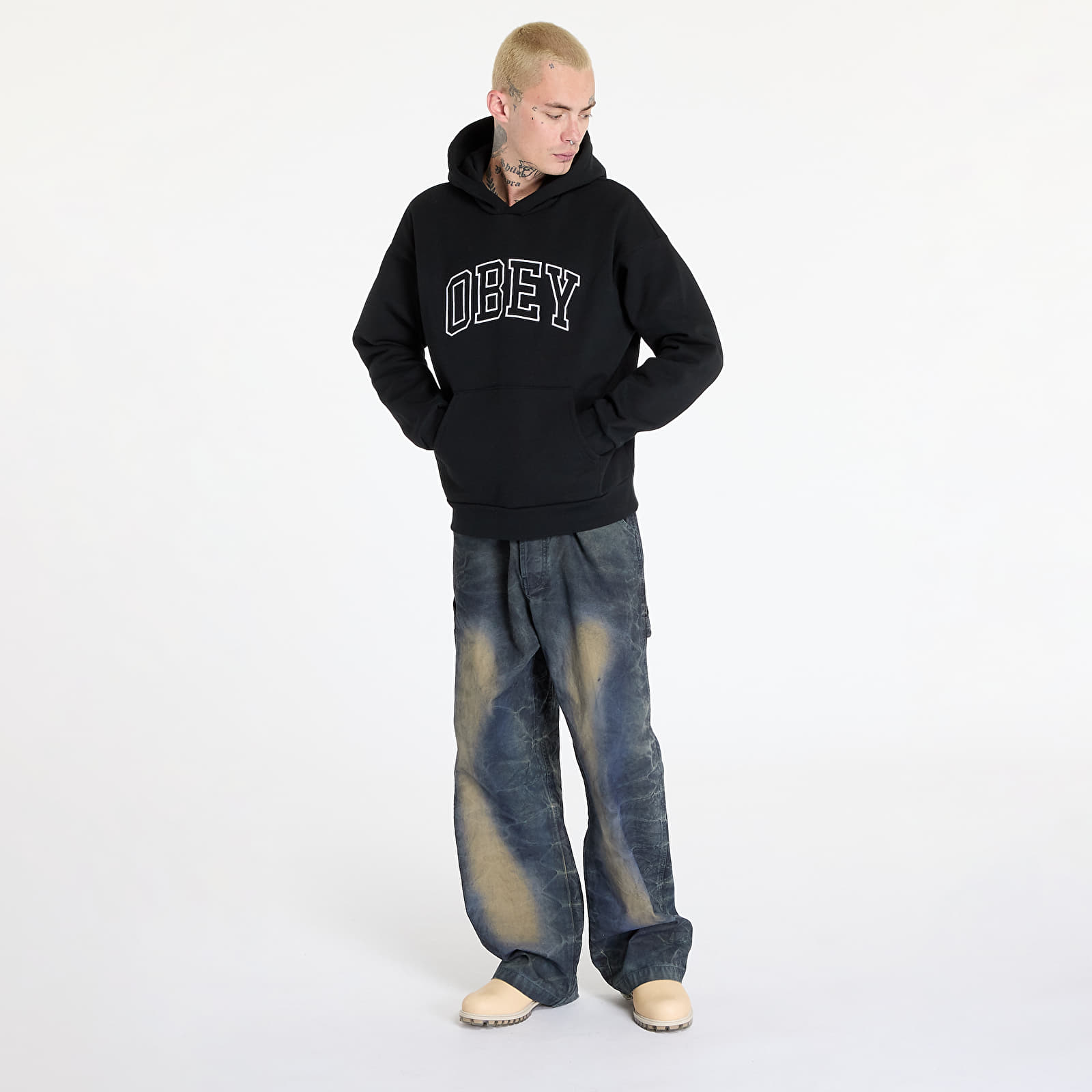 Hoodies für Männer OBEY Collegiate Extra Heavy Hoodie II Black