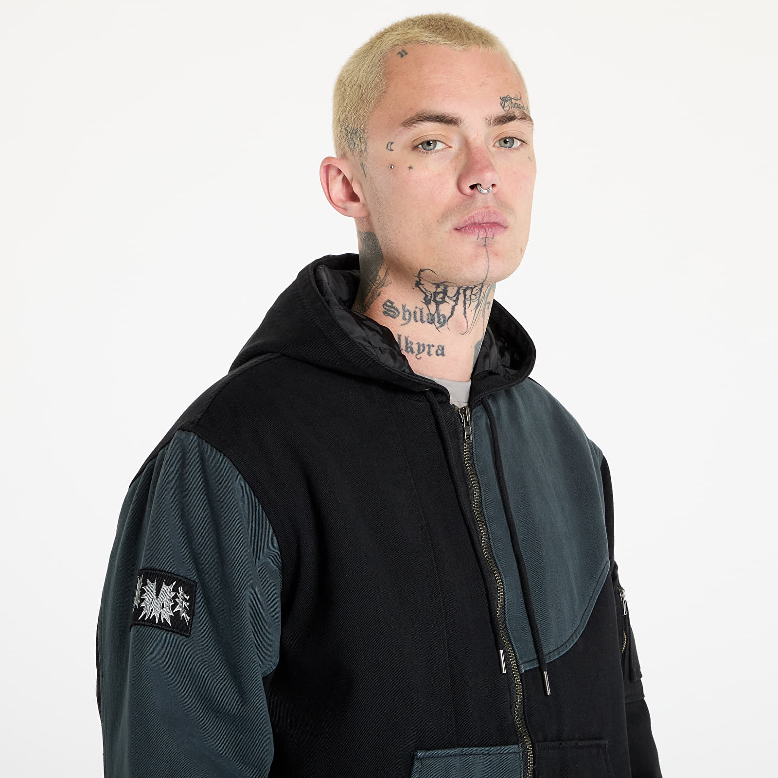 Kurtki DIME Panel Denim Hooded Bomber UNISEX Charcoal