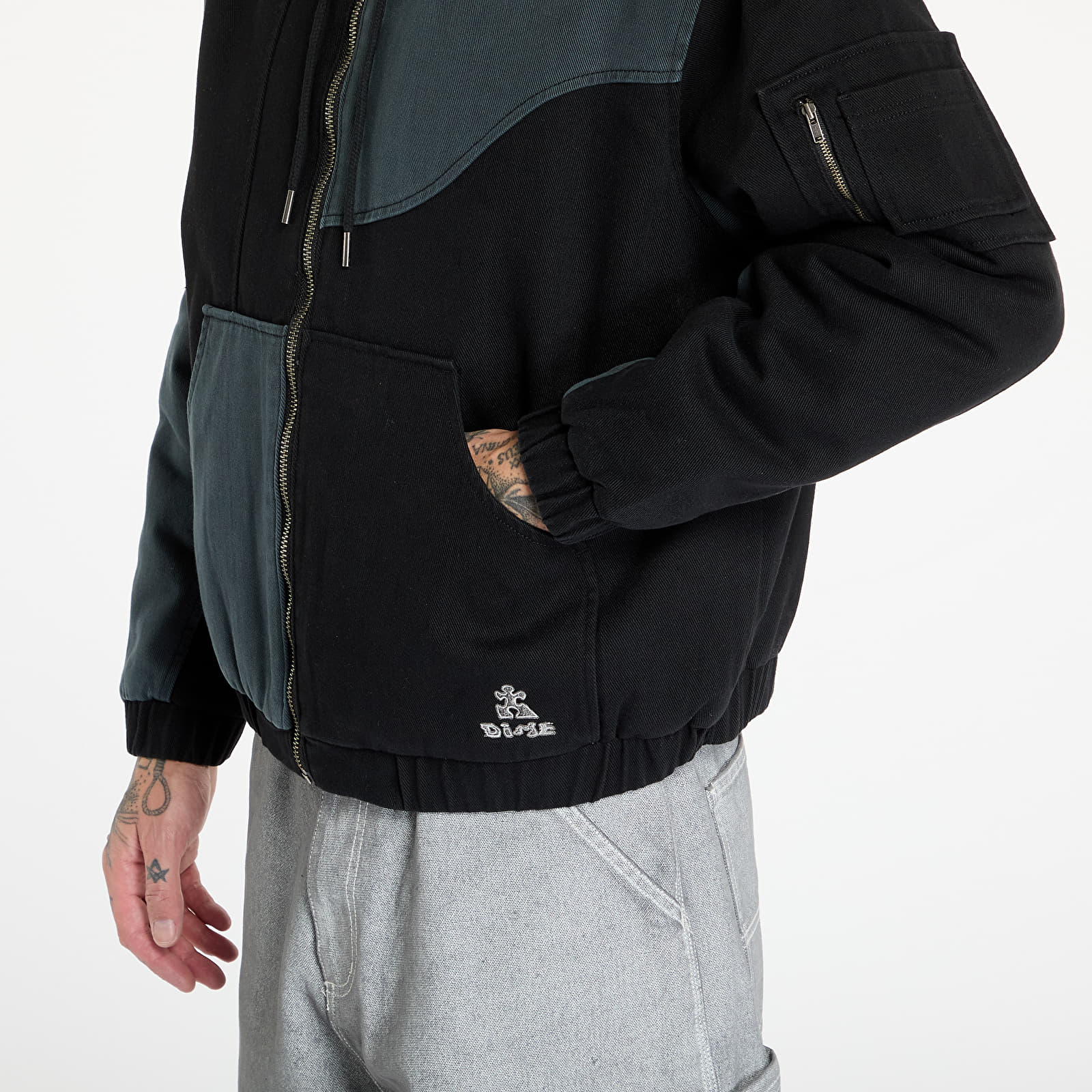 Kurtki DIME Panel Denim Hooded Bomber UNISEX Charcoal