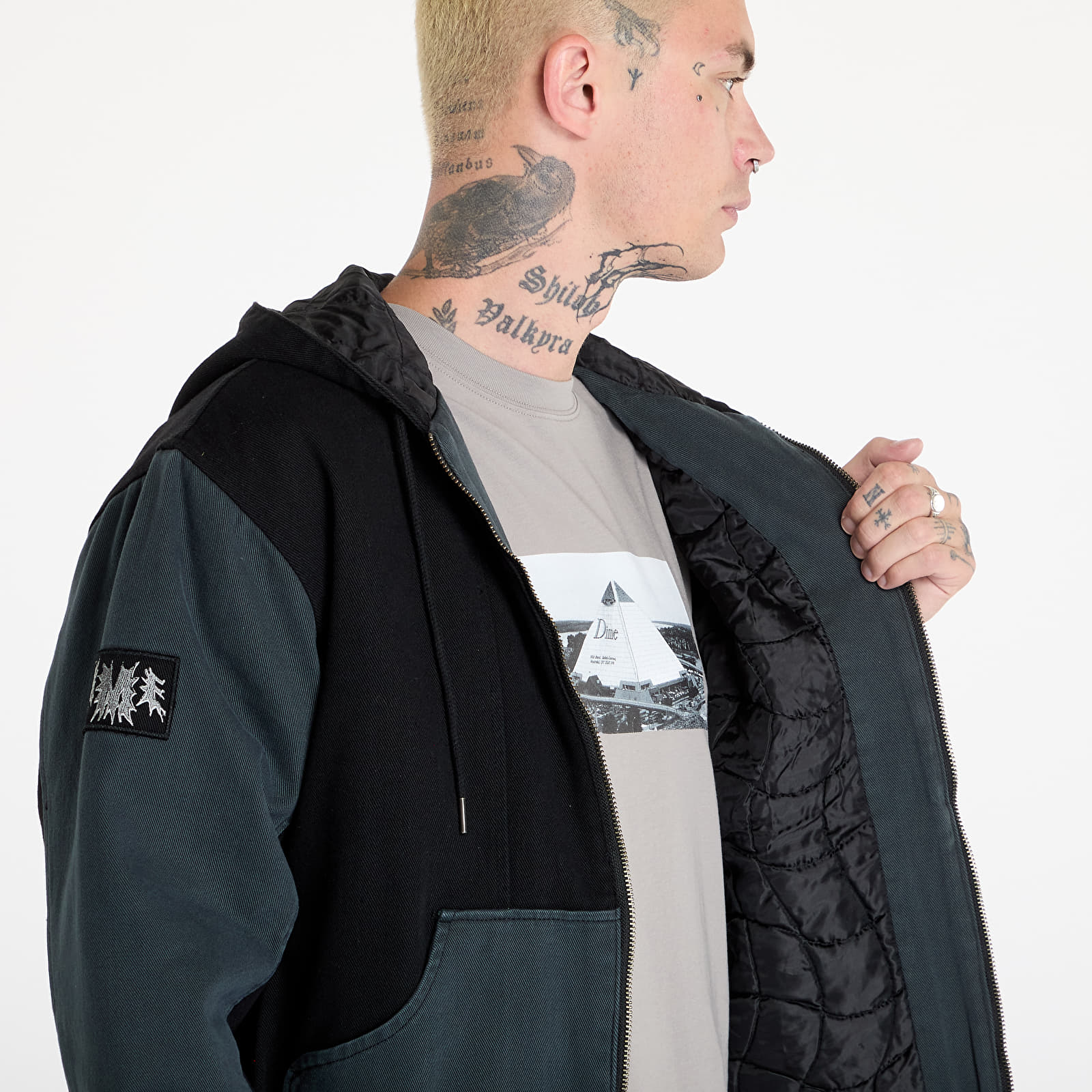 Kurtki DIME Panel Denim Hooded Bomber UNISEX Charcoal