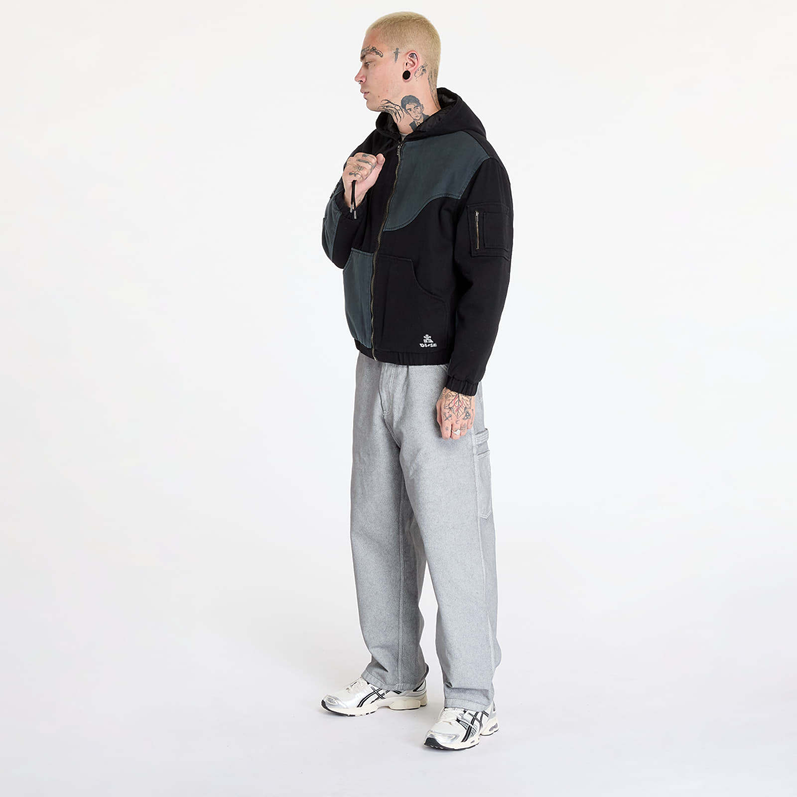 Kurtki DIME Panel Denim Hooded Bomber UNISEX Charcoal