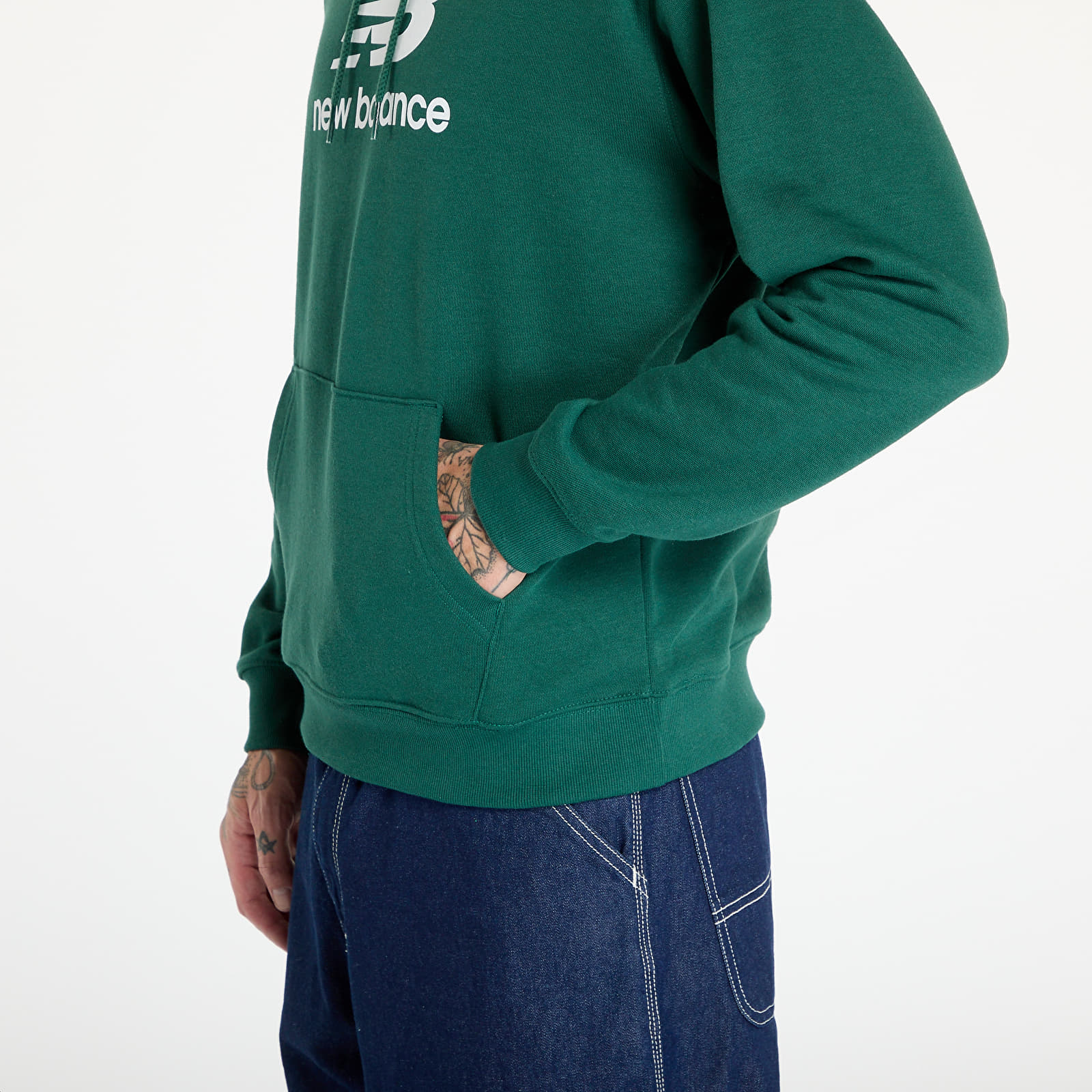 Mikiny New Balance Sport Essentials French Terry Logo Hoodie Nightwatch Green