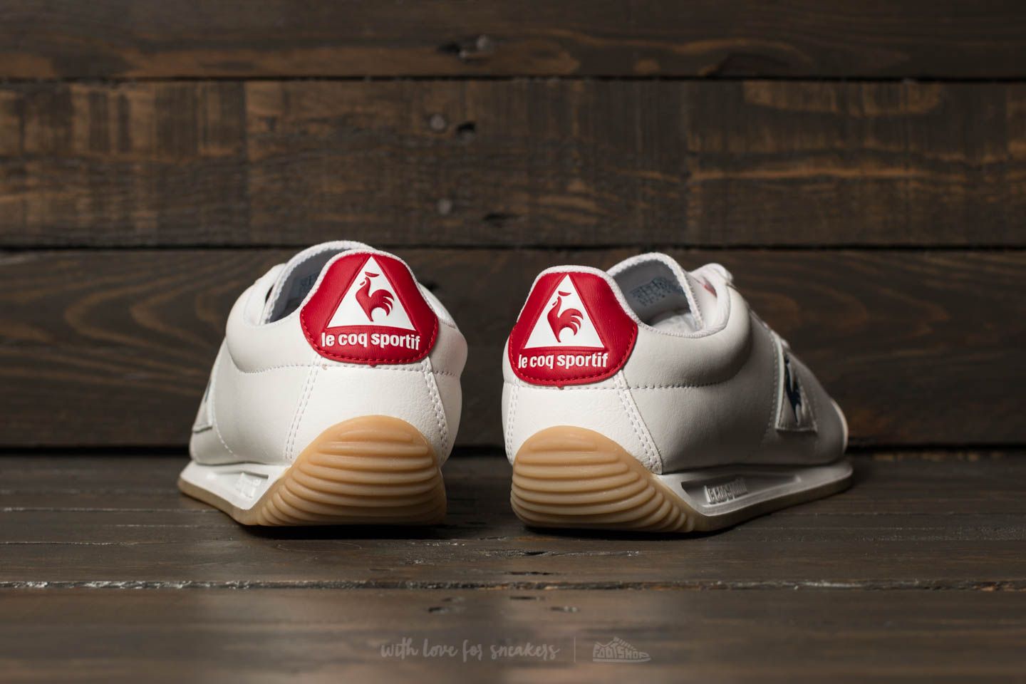 Men s shoes le coq sportif Quartz Lea Sport Gum Optical White Classic Blue Footshop