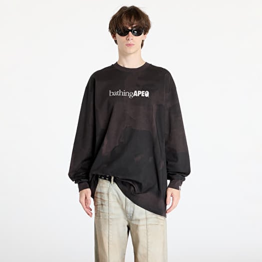 Tricou A BATHING APE Overprint Logo Relaxed Fit Long Sleeve Tee Black
