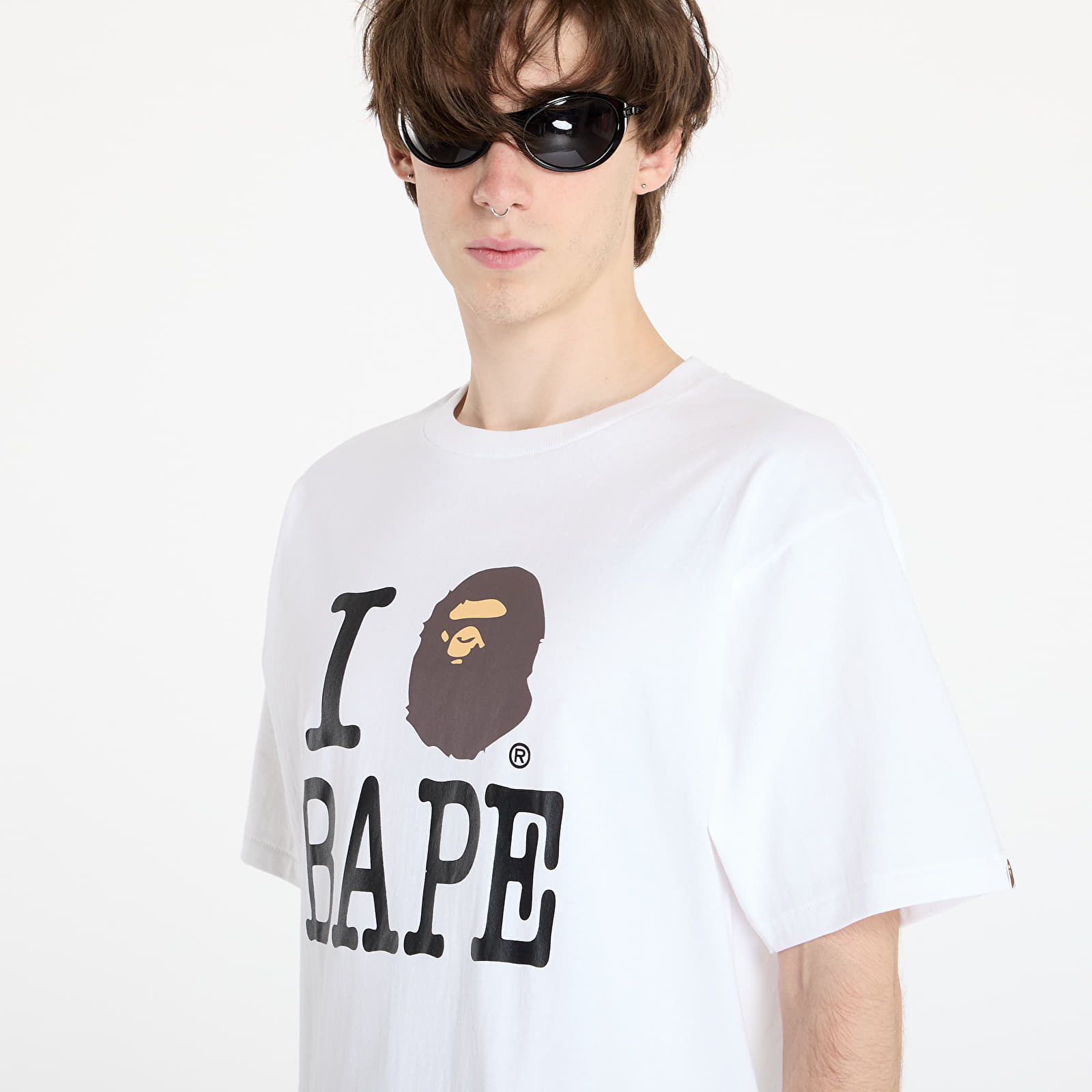 T-shirts för män A BATHING APE I Love Bape Tee White