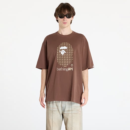 A BATHING APE Sta Houndstooth By Bathing Ape Relaxed Fit Tee M Brown