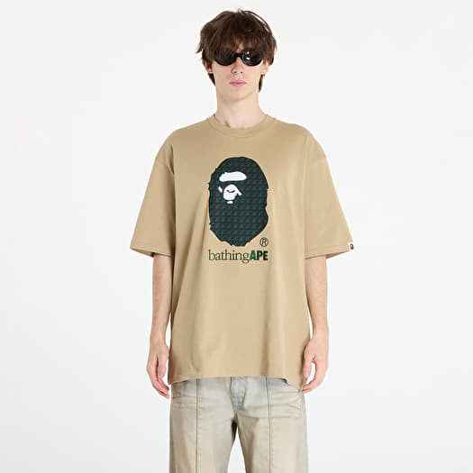 A BATHING APE Sta Houndstooth By Bathing Ape Relaxed Fit Tee M Beige