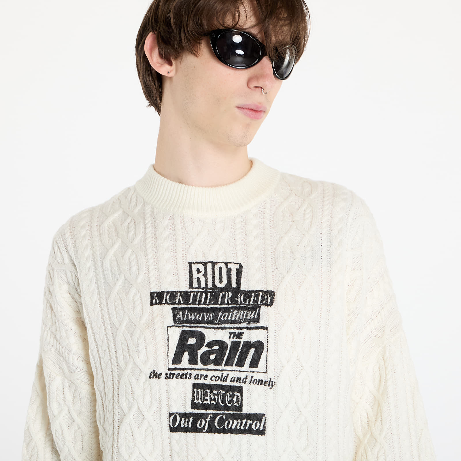 Pullover Wasted Paris Rain Cable Knit Sweater Off-White