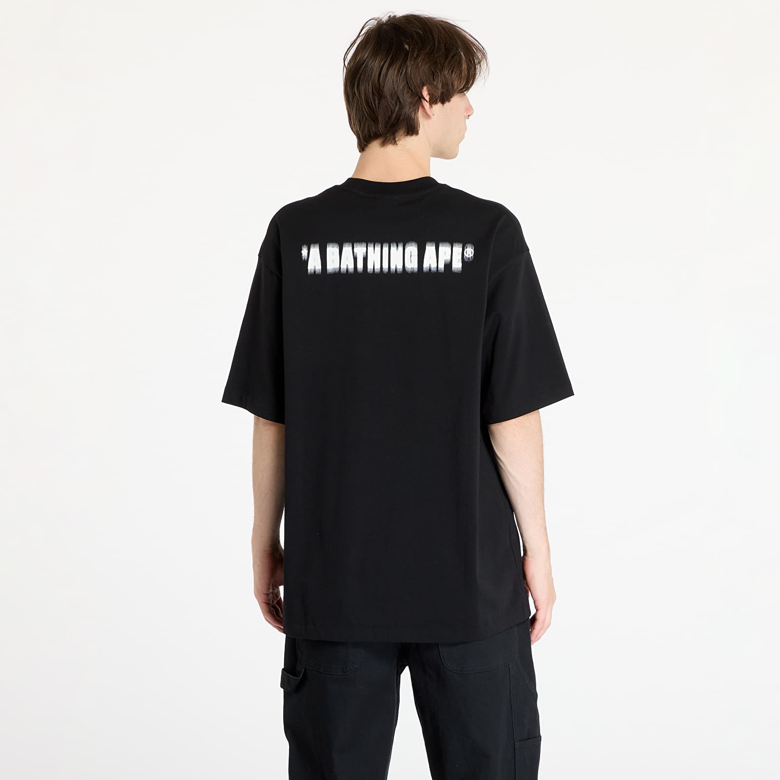 T-shirts för män A BATHING APE Pixel Ape Head Relaxed Fit Tee Black
