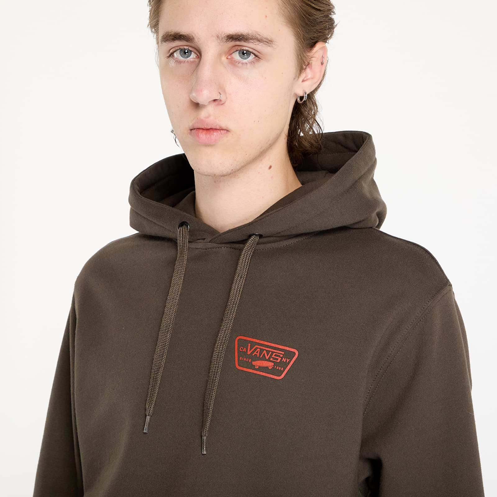 Férfi kapucnis pulcsik Vans Full Patch Pullover Turkish Coffee