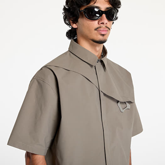HELIOT EMIL カーキ　半袖シャツ M HELIOT EMIL S/S Nylon W. Carabiner Shirt Dusty Green | Footshop