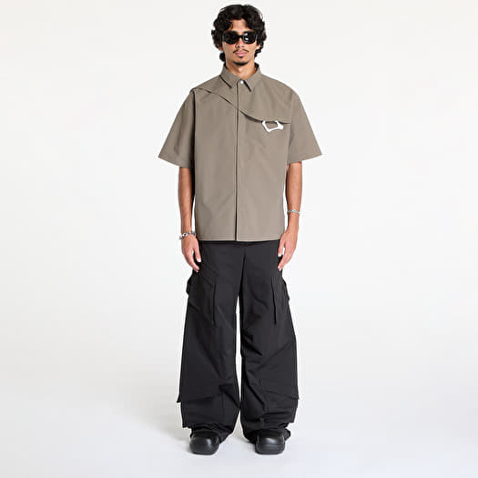 HELIOT EMIL カーキ　半袖シャツ M HELIOT EMIL S/S Nylon W. Carabiner Shirt Dusty Green | Footshop
