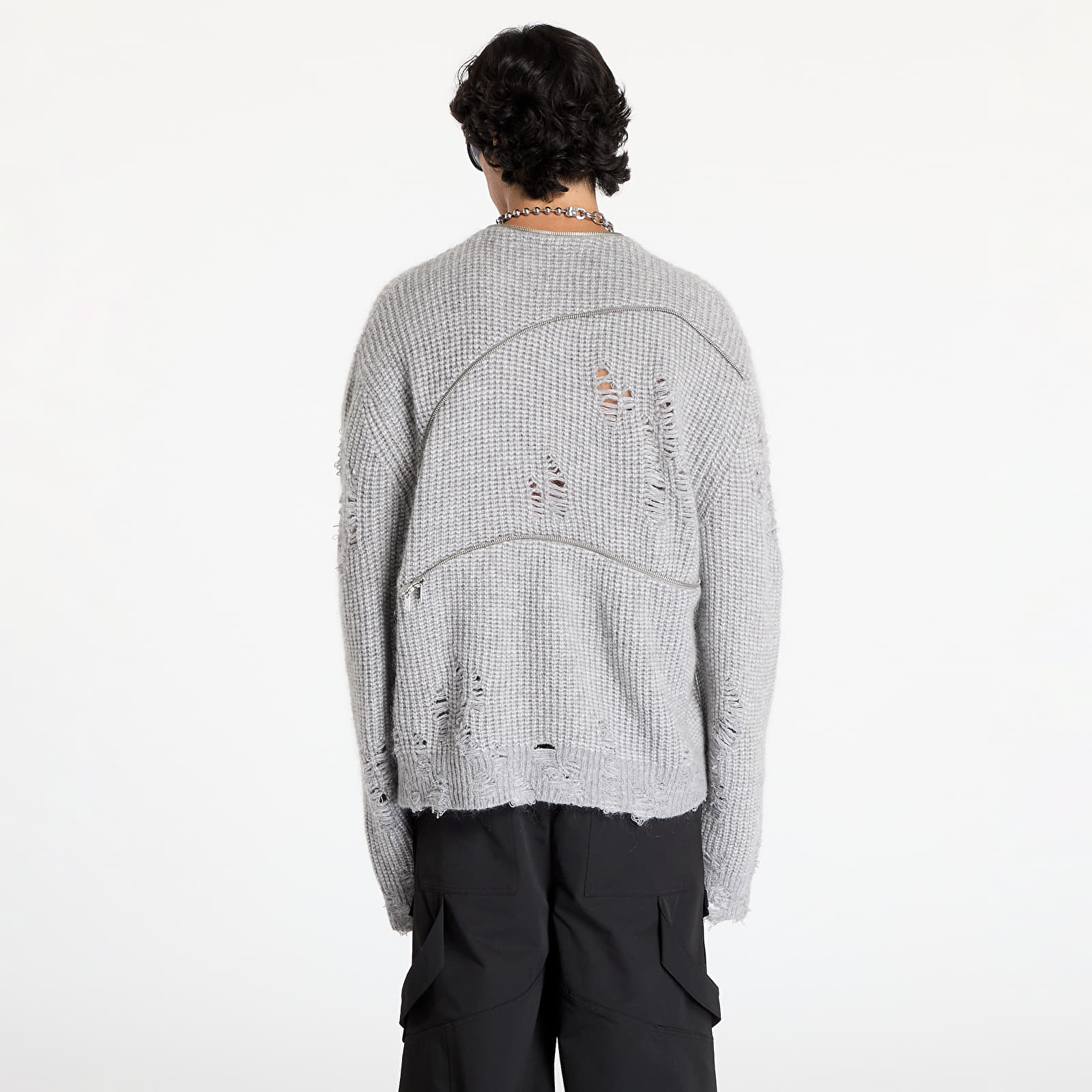 Pullover HELIOT EMIL Convex Distressed Knit UNISEX Light Grey