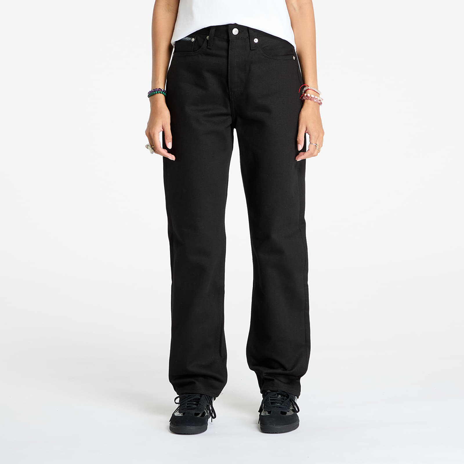 Ženske traperice Calvin Klein Jeans High Rise Straight Jeans Denim