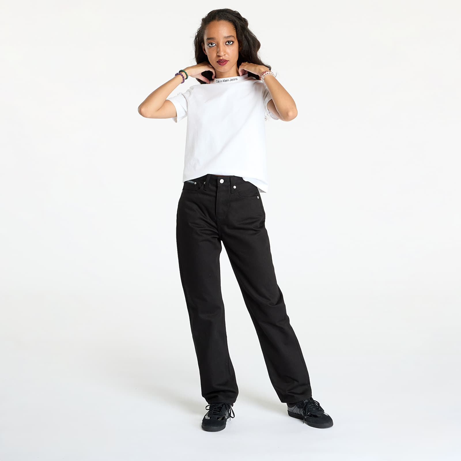 Ženske traperice Calvin Klein Jeans High Rise Straight Jeans Denim